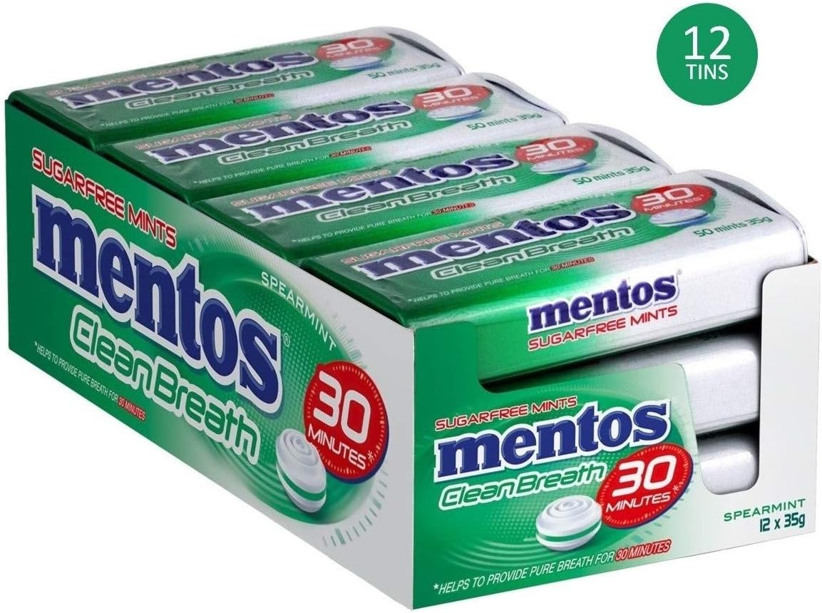 Mentos Clean Breath Mints,12 Tins, 12 X 35 Grams, Spearmint image number 5
