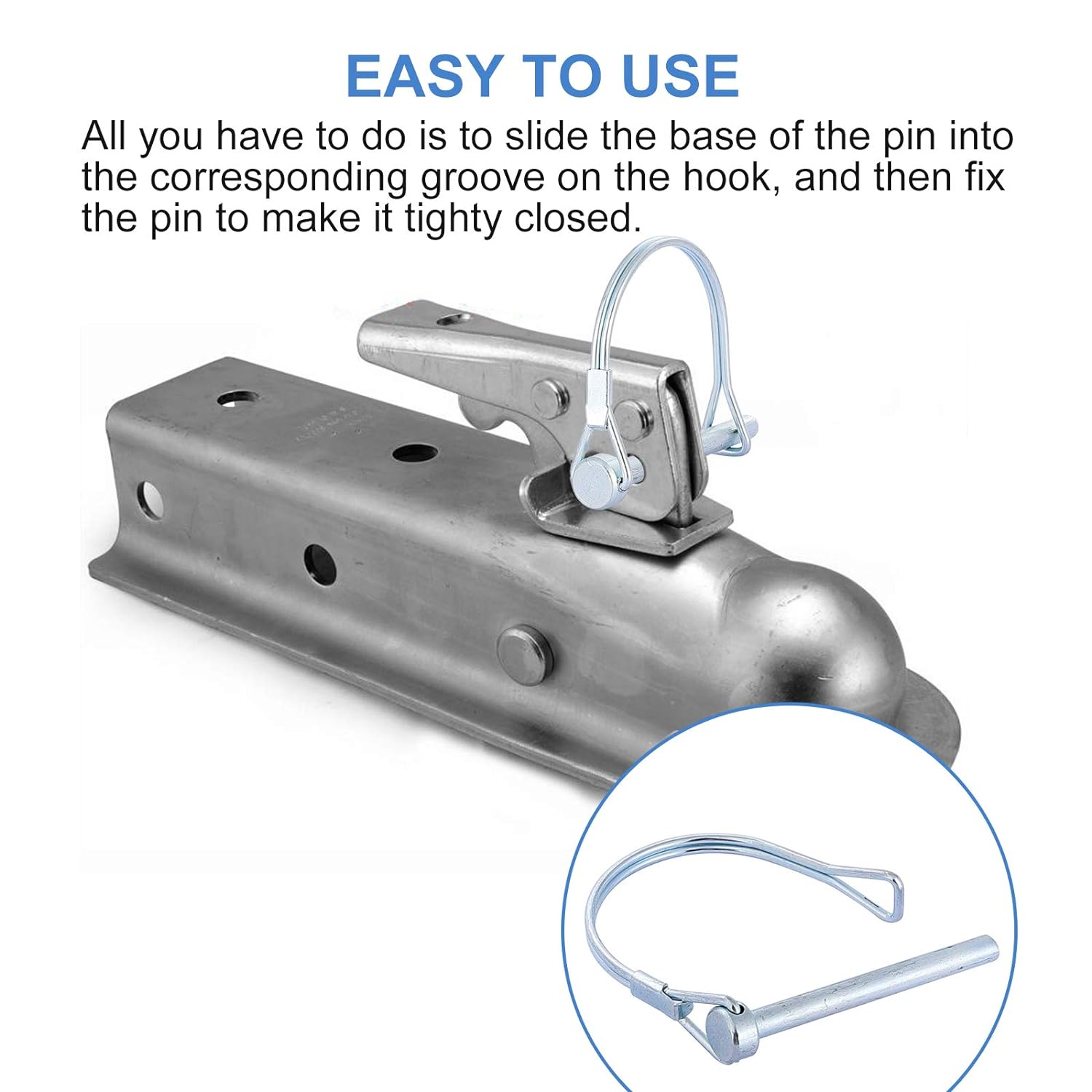 12PCS Wire Lock Pins, 1/4 Inch Heavy Duty Safety Coupler Pin Shaft Locking Pto Hitch Pin with round Arch Wire Retainer for Farm Trailers Lawn Garden image number 1