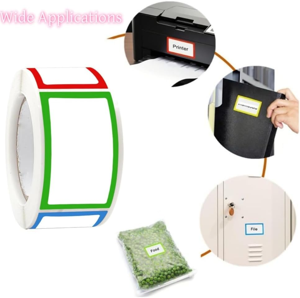 1000Pcs Adhesive Name Tag Labels Stickers, 25 X 45Mm Colored Blank Name Tag Category Tags Category Tag Stickers with Strong Adhesion for Office School and Home(4 Colors) image number 2