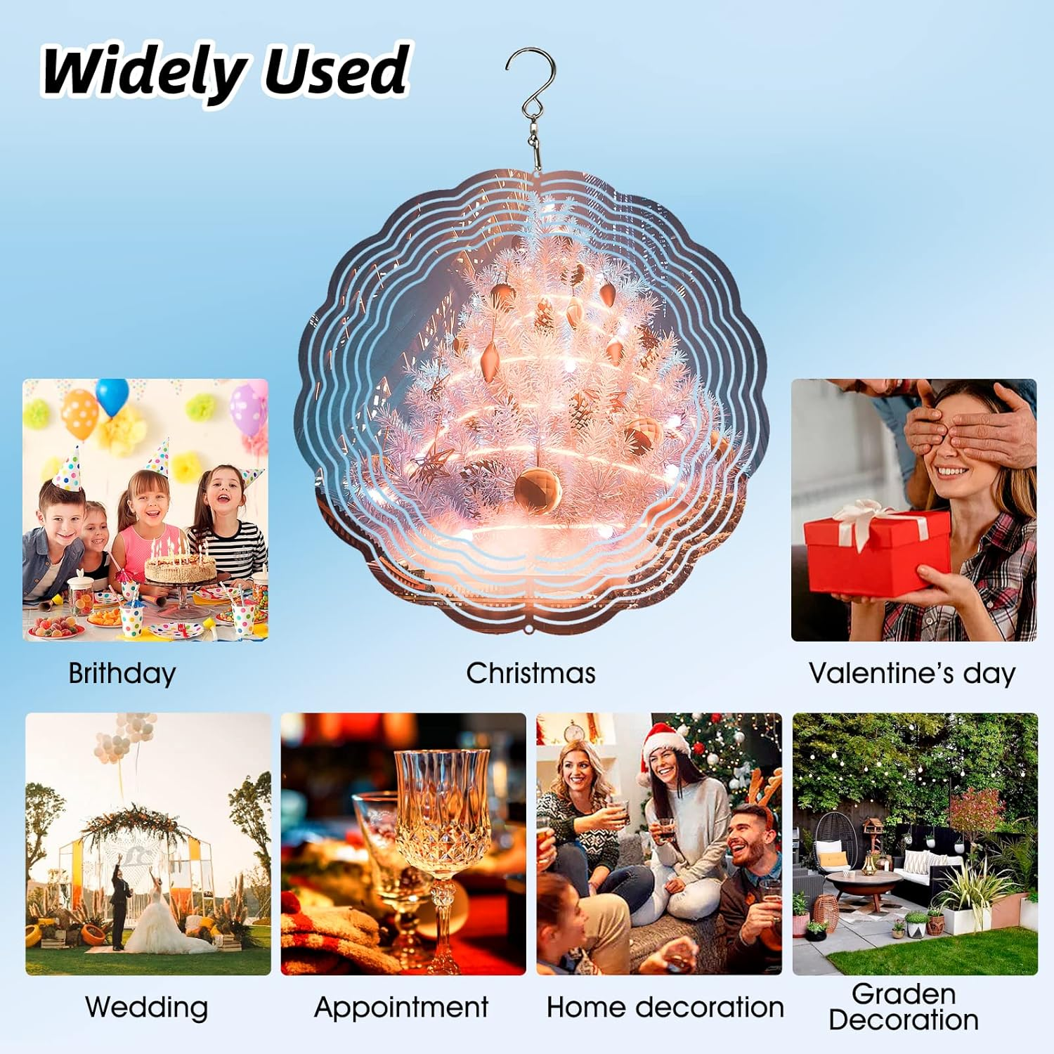 10 Pack 8 Inch Sublimation Wind Spinner Blanks,Wind Spinners Sublimation Blanks 3D Aluminum Metal Wind Spinners for Yard and Garden Indoor Outdoor Window Porch Decoration round (10 Pcs 8 Inch) image number 3