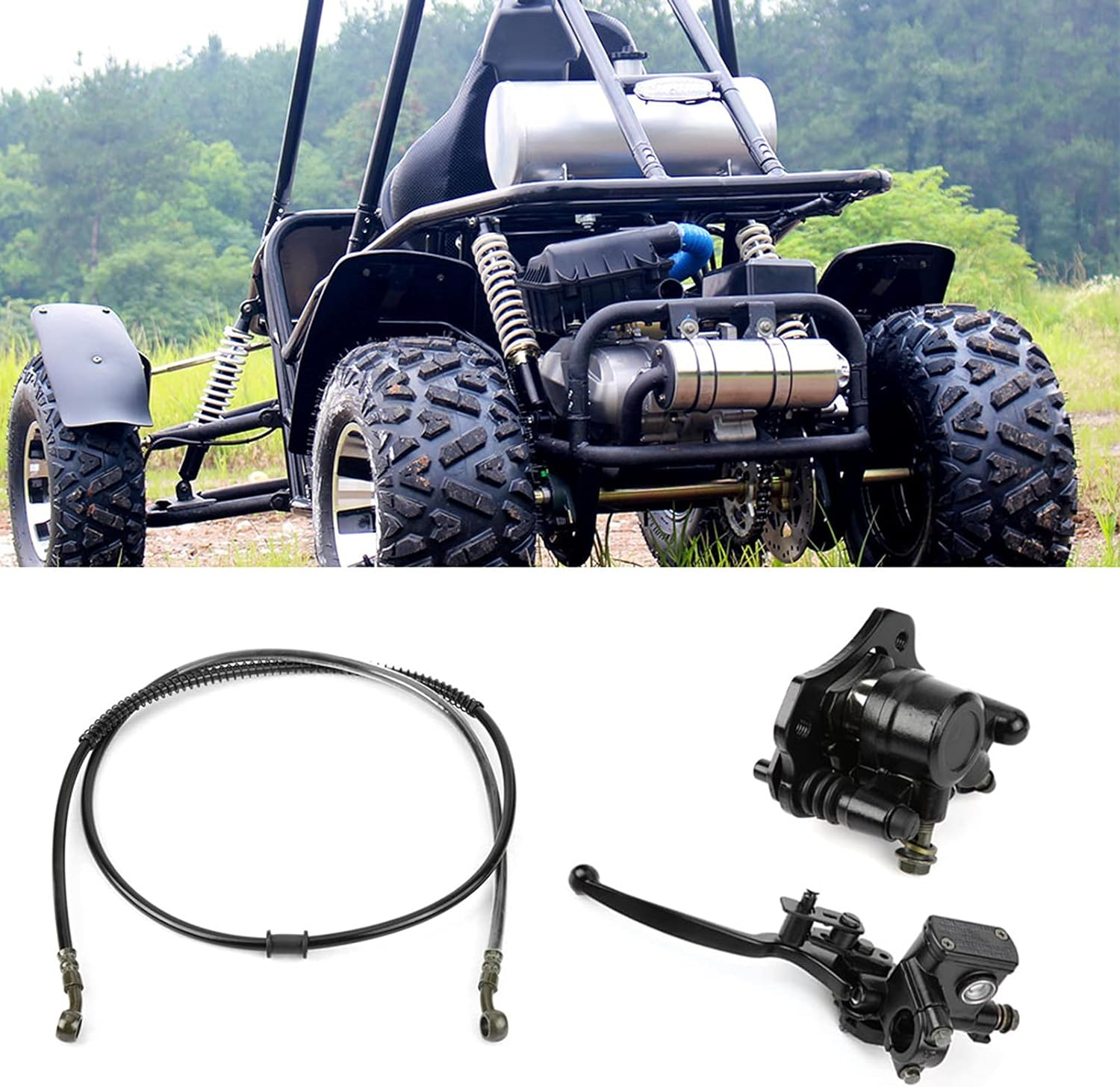 Hydraulic Brake Kit, Hydraulic Rear Disc Brake Caliper System with Pads for Quad Dirt Bike ATV image number 2