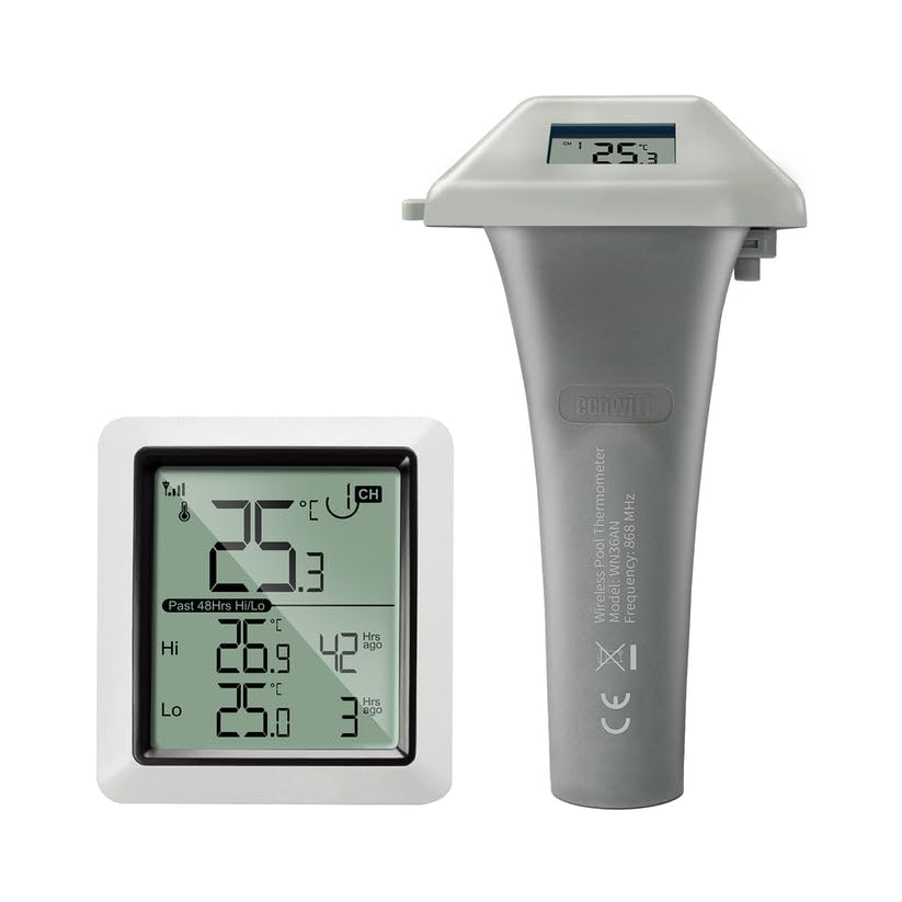 Ecowitt WH0298 Wireless Pool Thermometer with LCD Display Console, Floating Easy Read Pool Thermometer for Swimming Pool, Hot Tubs and Bath Water, 433 Mhz image number 6