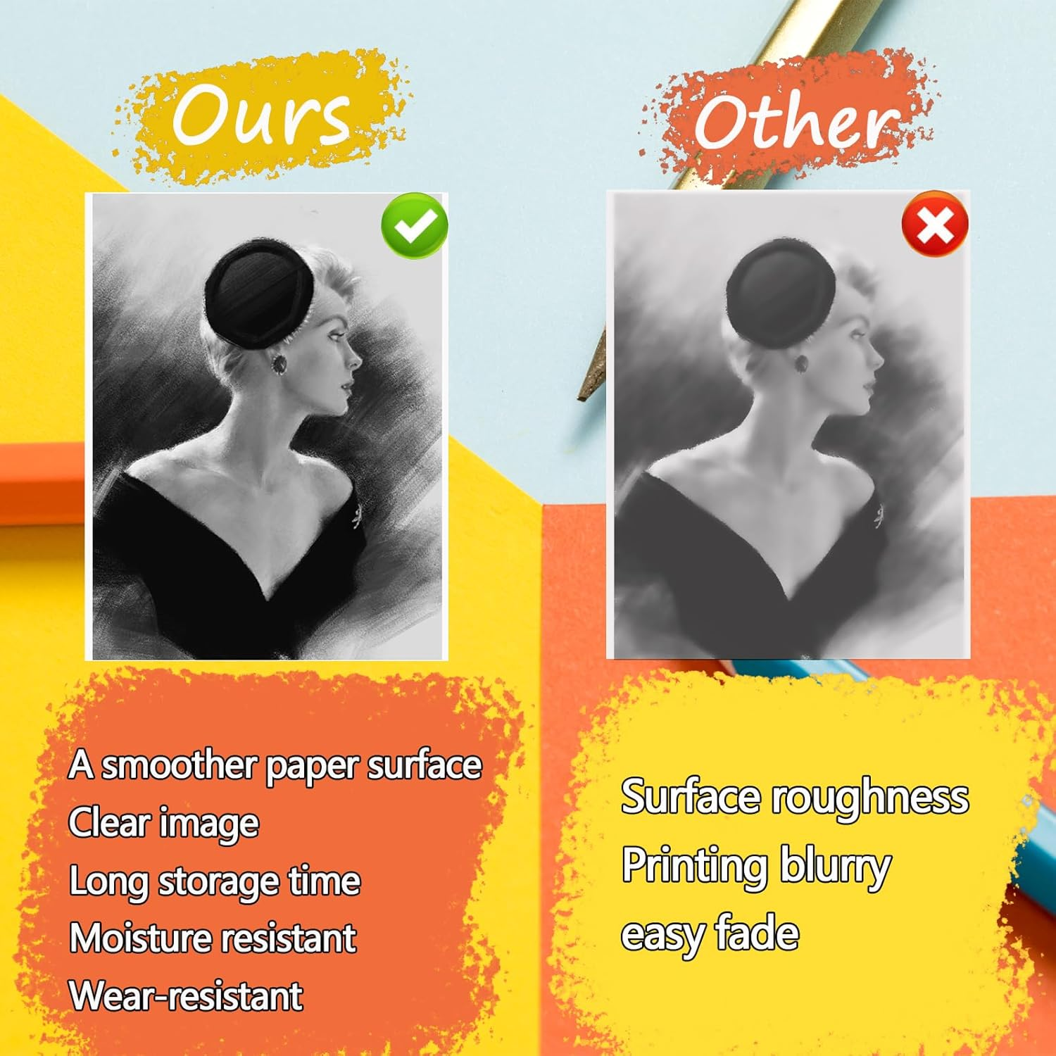 6 Rolls Colored Thermal Sticker Paper for Phomemo T02/M02/M02S PRO Mini Printer,Self-Adhesive Paper 53 * 28Mm,Hd Label for Pocket Inkless Portable Photo Printer to Print,Note,List image number 3