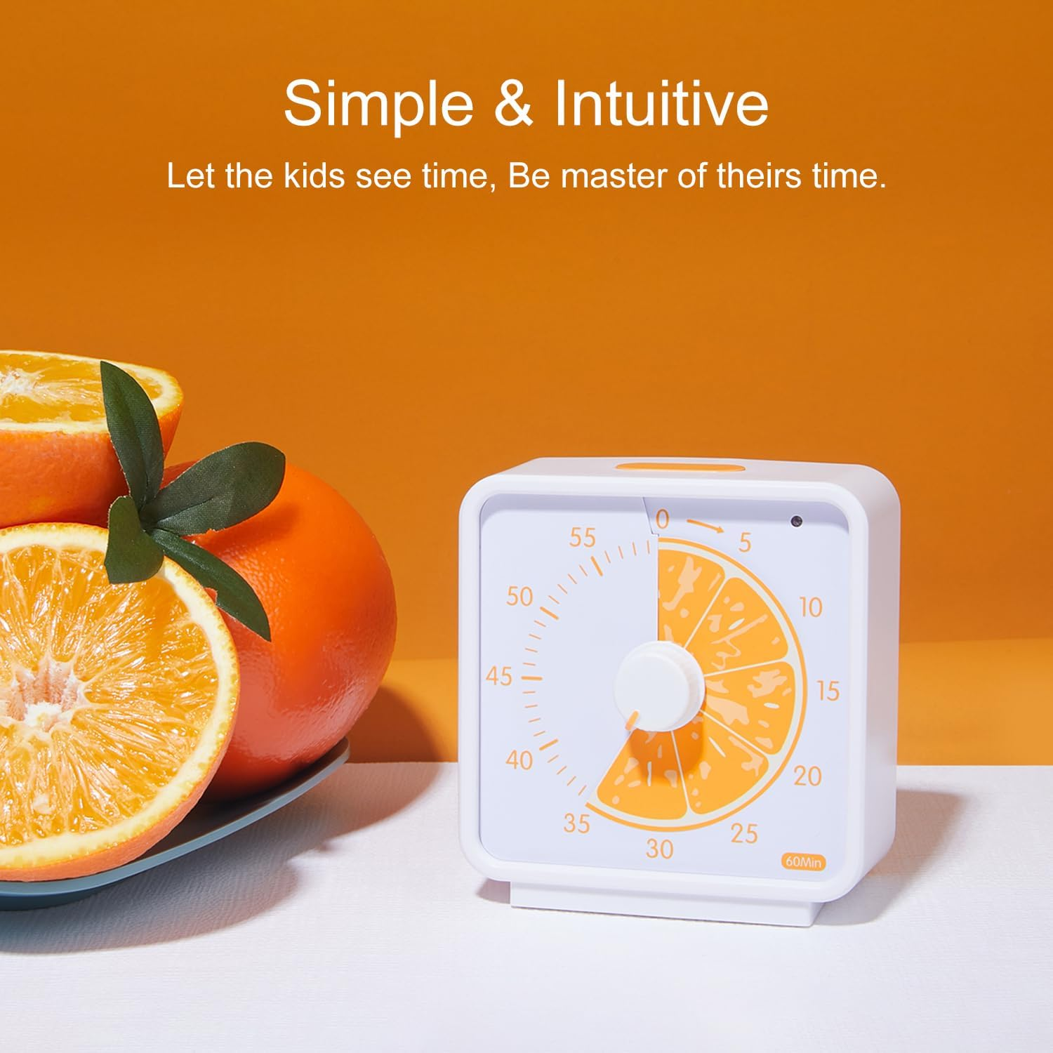 60 Minute Visual Timer for Kids, Countdown Timer for Classroom & Kitchen, Desk Timer for Study, Time Manager Tool for Kids with Fruit Pattern (Orange) image number 2