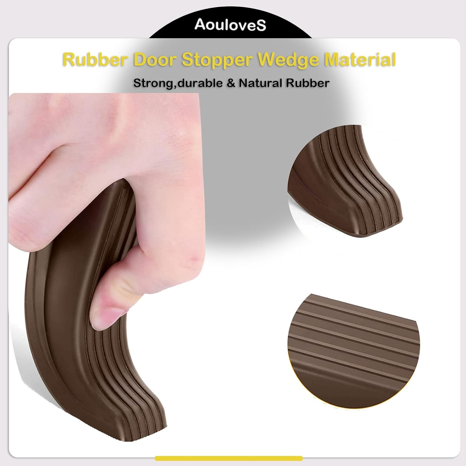 Rubber Door Stoppers for Security Wedge for Bottom of Door on Carpet, Concrete, Tile, Linoleum & Wood - Heavy Duty Door Stop Wedge Ideal for Homes&Schools&Offices&Workshops - Black image number 5