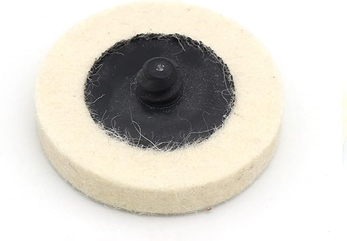 10Pcs Wool Felt Polishing Pads, 2" Compressed Wool Fabric Disc Buffing Wheels with 1/4 Inch Rod Disk for Grinding, Sanding and Cleaning image number 1