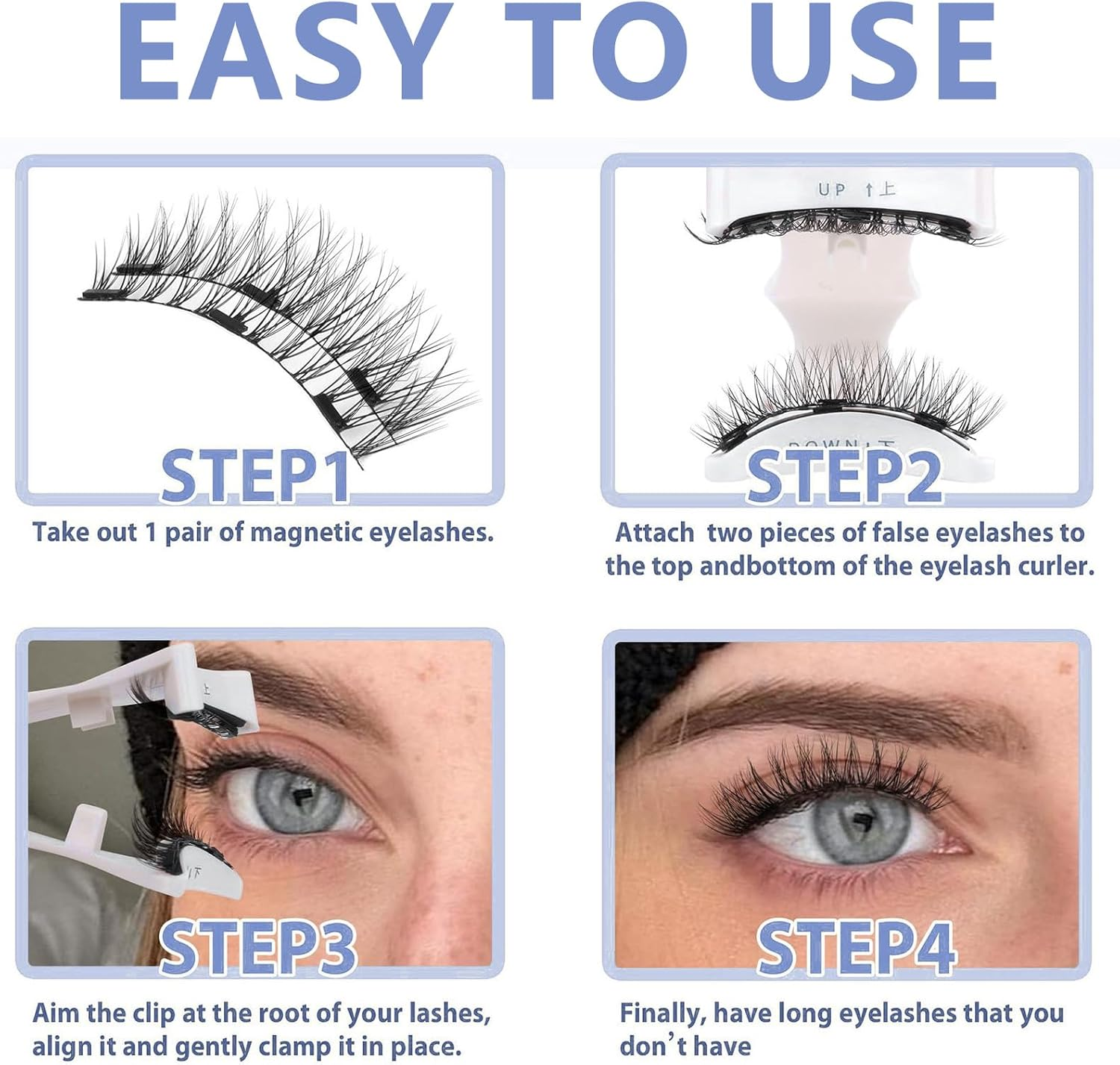 3 Style Magnetic Eyelashes, No Glue Needed Magnetic Lashes Natural Look, Reusable Lash Cluster Kit with Auxiliary Clip and Storage Box, Long Lasting Waterproof False Eyelashes for Girls Women image number 2