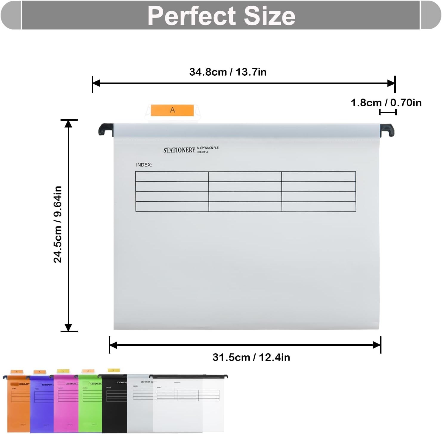 20PC White PP Filing Cabinet A4 Suspension Files Hanging Files Folders with Tabs and Inserts, Filing Cabinet Haning File for Office School Desktop File Storage, File Classification (White) image number 6