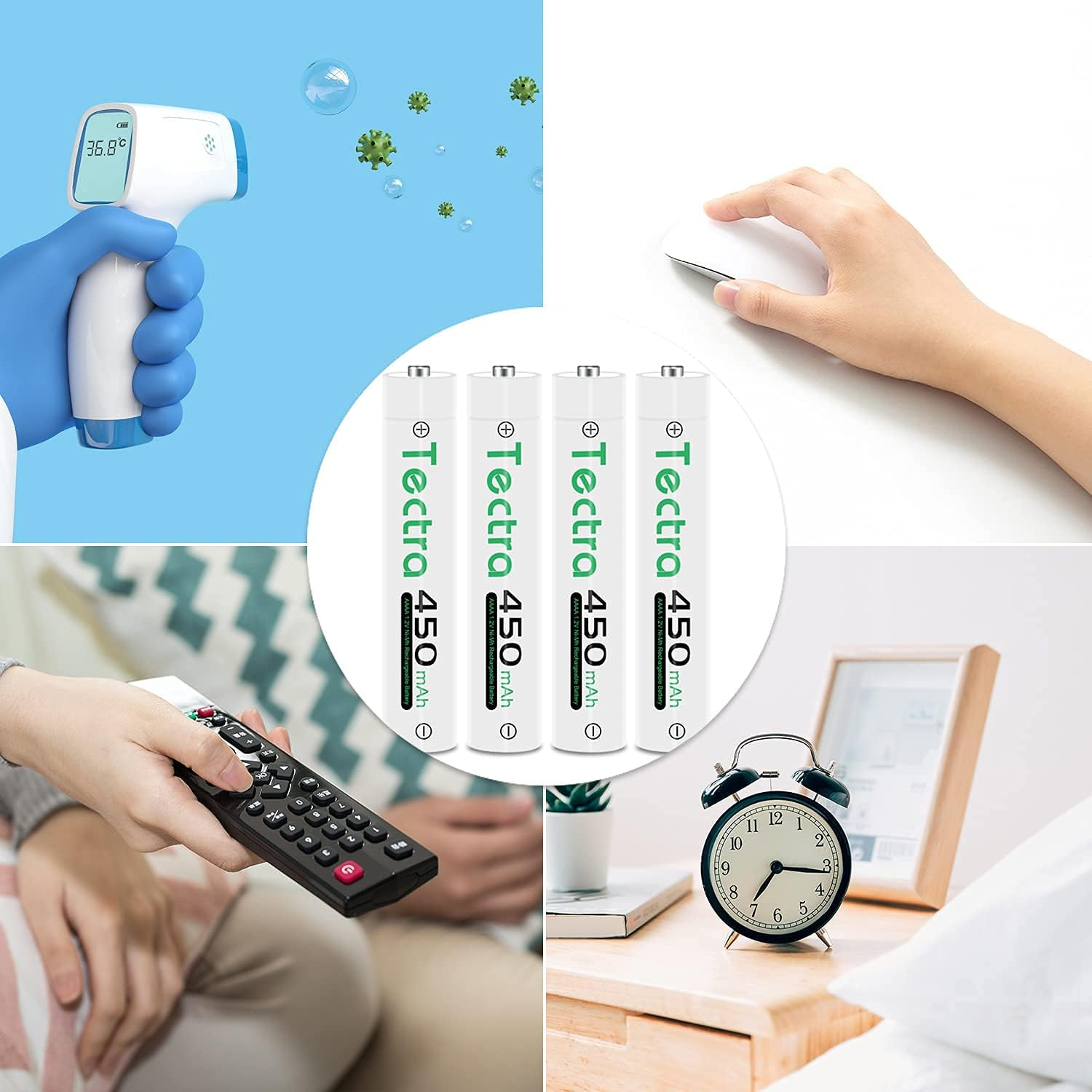 Tectra 450Mah AAAA Batteries, 4-Pack AAAA Rechargeable Ni-Mh Batteries with AA AAA AAAA Ni-Mh Universal Smart Battery Charger for Surface Pen Active Stylus image number 4