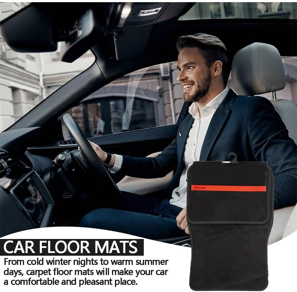 HYAVIA Set of 4 Velvet Car Floor Mats &ndash; Universal Fit, Non-Slip All-Weather Carpet Mats with Reinforced Heel Pad, Heavy-Duty Vehicle Floor Protectors, Black image number 4