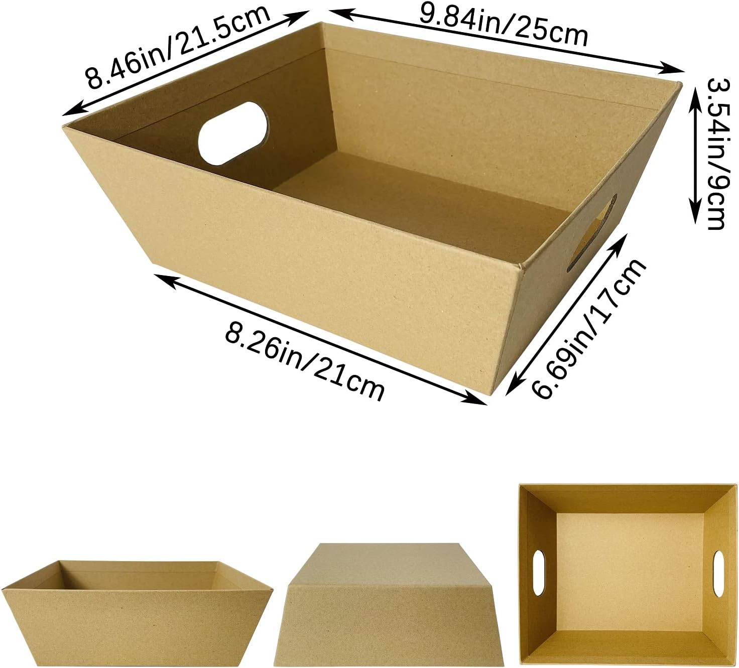 Funsky Baskets for Gifts Empty, 5 PCS Sturdy Diy Bulk Gift Basket Kraft Market Tray Cardboard Basket with Handles, Gift Basket Kit Supplies Wrap to Fill for Birthday Christmas Valentines Thanksgiving