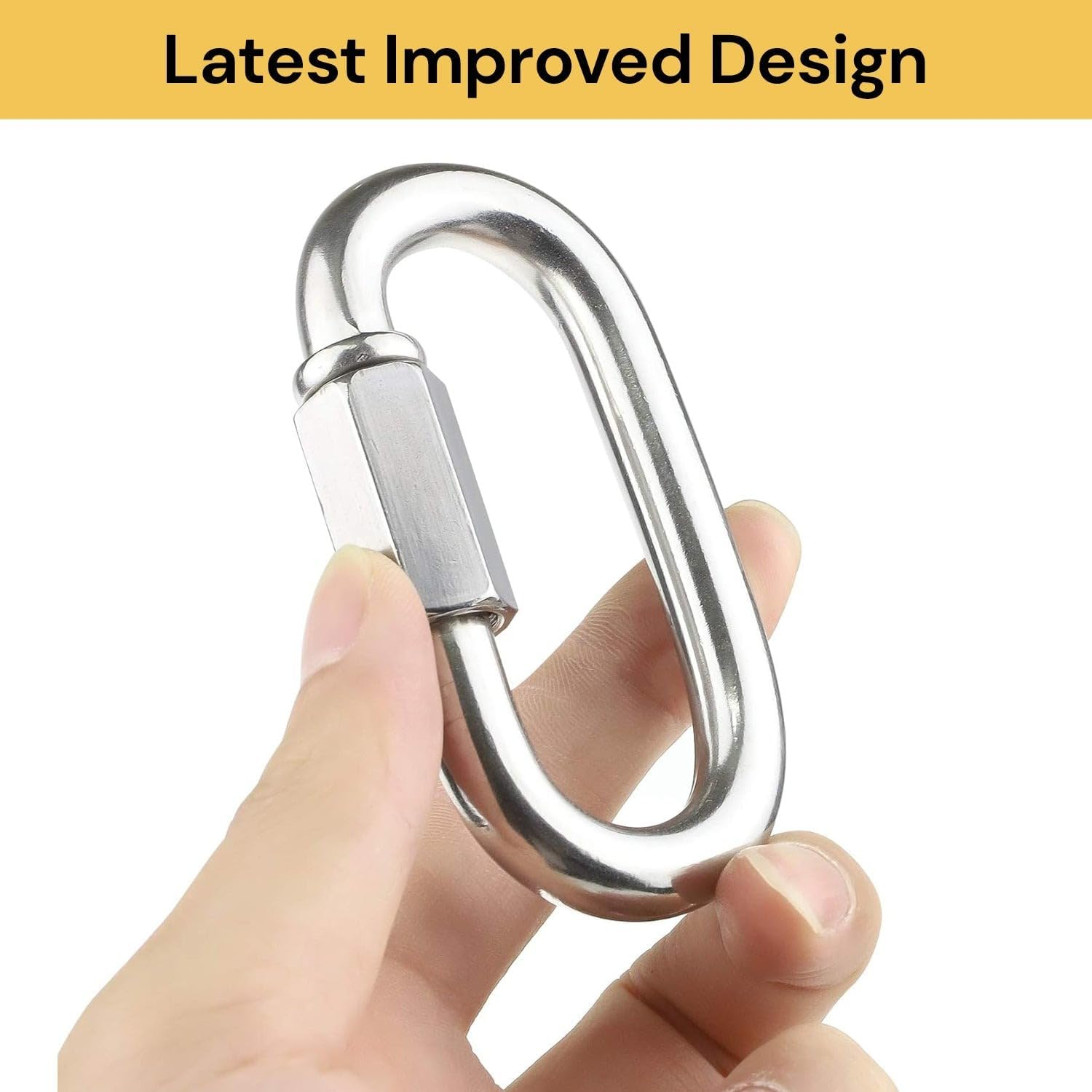 EZONEDEAL M12 Sports Carabiner, Heavy Duty Climbing Clip, Multipurpose Locking Carabiner, Large Steel Hammock Hooks, Oval Shape image number 1