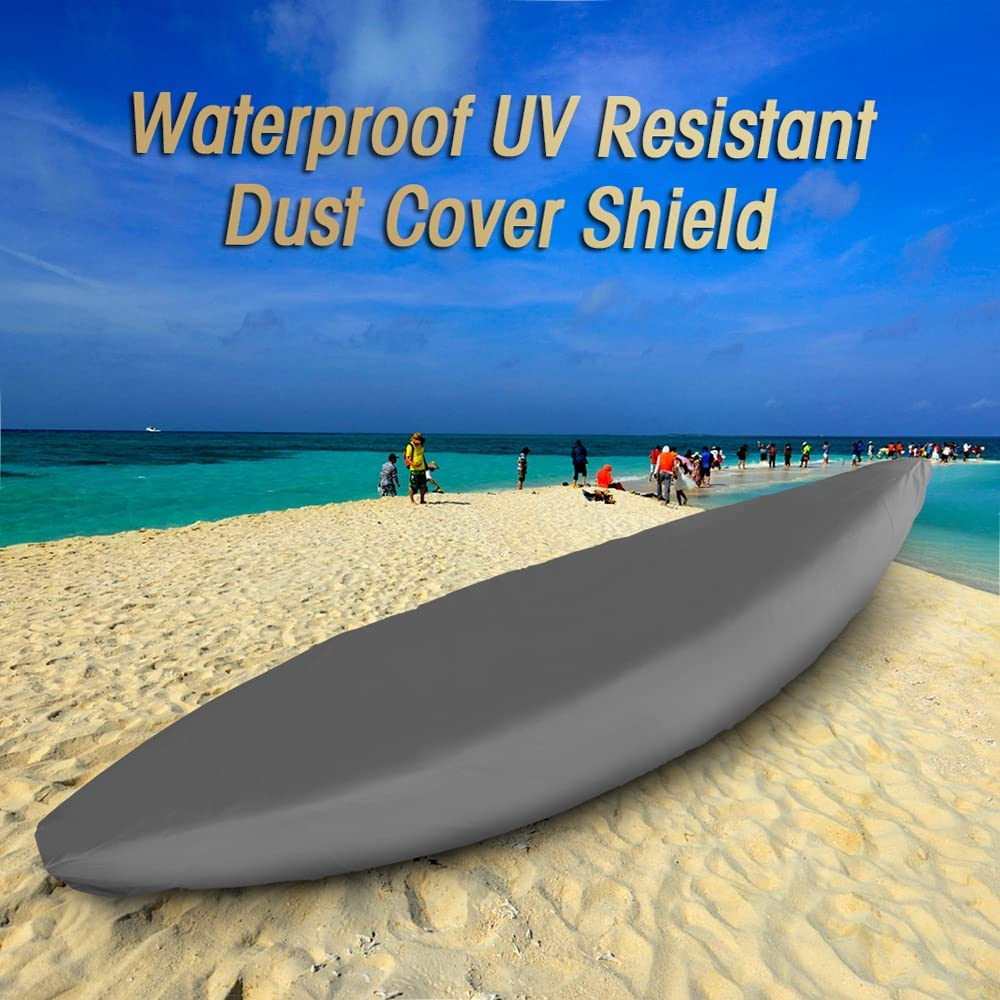 Professional Universal Kayak Cover Canoe Boat Waterproof UV Resistant Dust Storage Cover Shield Grey 6.0M image number 3