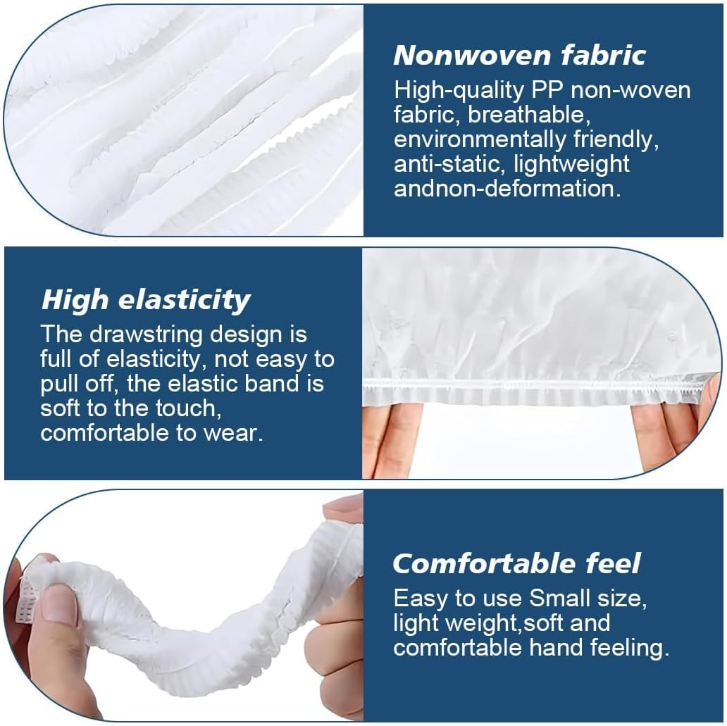 150 Pcs Disposable Hair Net Caps, Elastic Non-Woven Disposable Bouffant Caps Head Cover Nets,Nonwoven Elastic Cap Soft and Breathable for Shower Food Service Kitchen Hospital image number 6