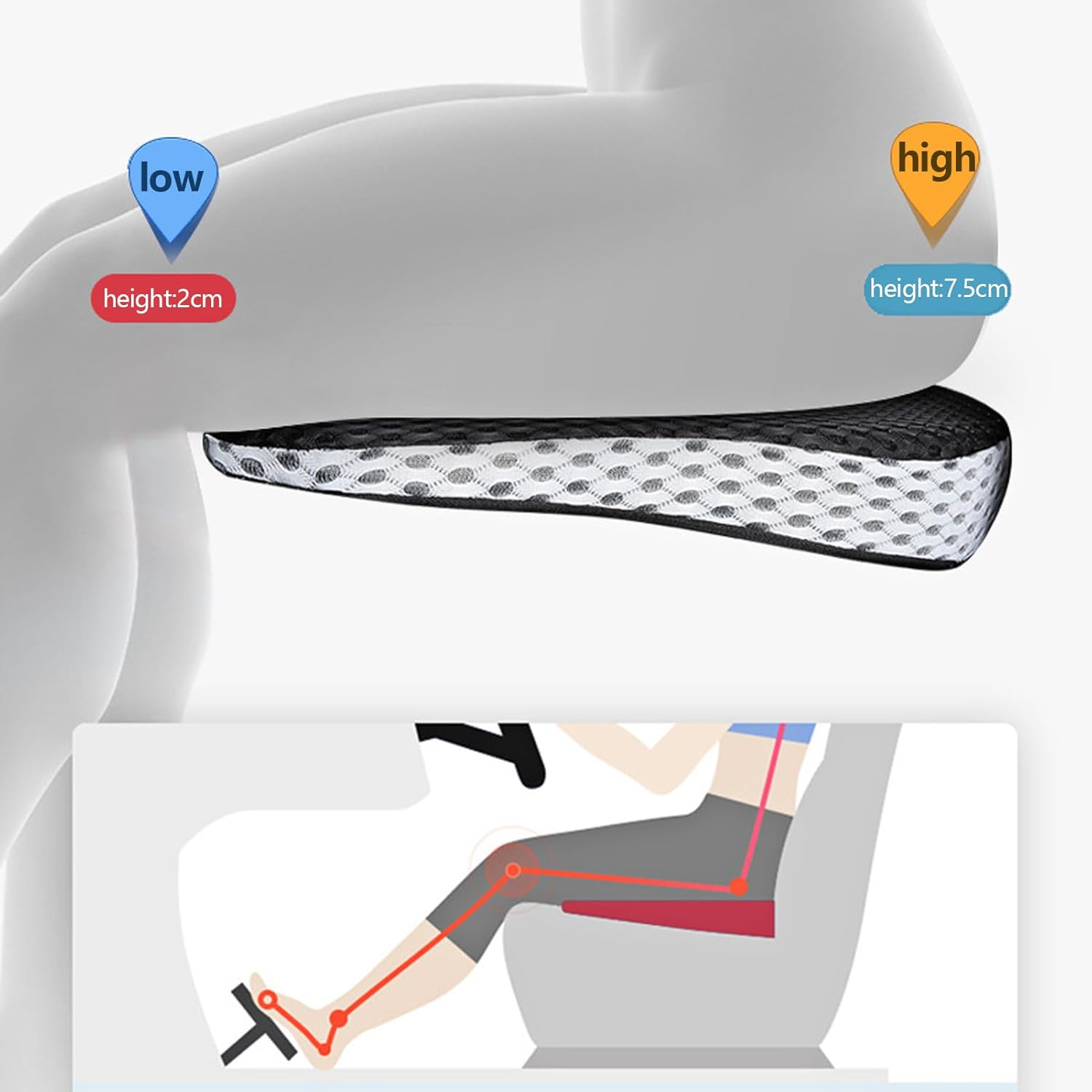 Car Seat Cushion Memory Foam Wedge Seat Cushion, Chair Cushion, Seat Cushion for Office Chair, Booster Seat Cushion for Car, Memory Foam Car Seat Cushion (Booster Seat Cushion) image number 4