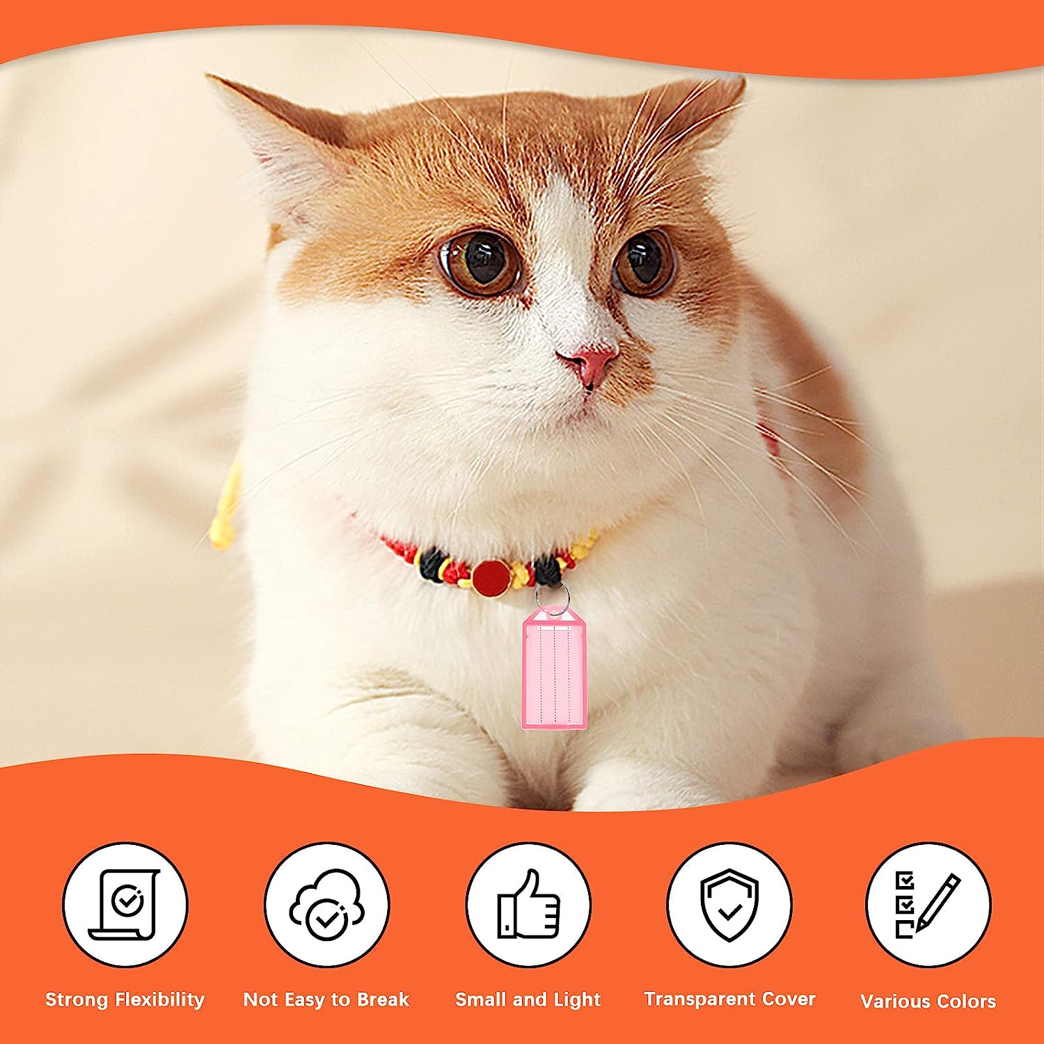 Tanstic 78Pcs 6 Colors Tough Plastic Key Tags and Stretchy Keychain Bracelet Kit, Plastic Key Label with Split Ring and Label Window Key Chain Tags Wrist Coil Keychain Wristband Key Ring image number 3