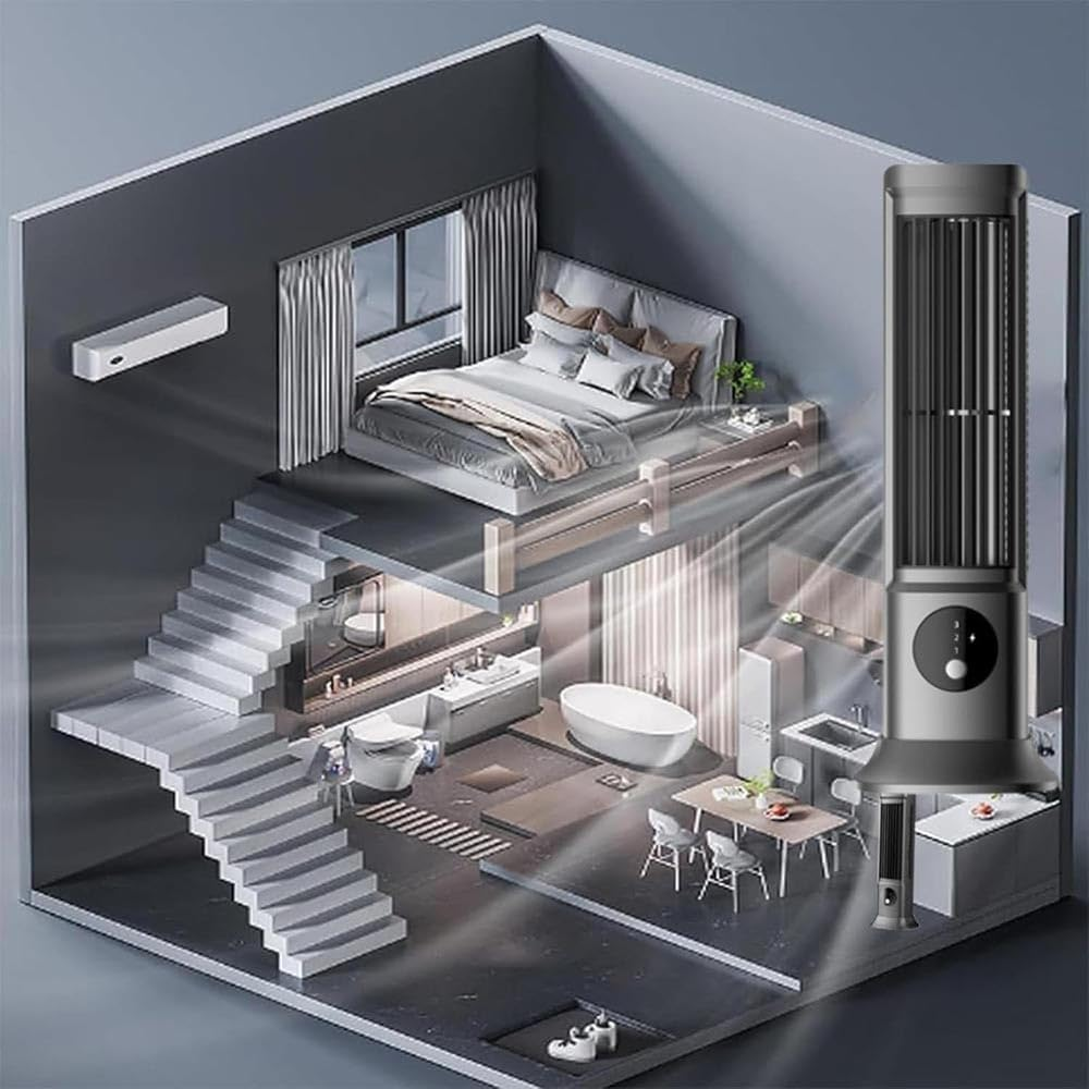 Coldeez Cooling Ace 5.0,Desktop Tower Fan,Portable Air Conditioner,Cooling Ace with 3 Speeds,Quiet Operation,Adjustable Base,For Bedroom/Office/Kitchen image number 6