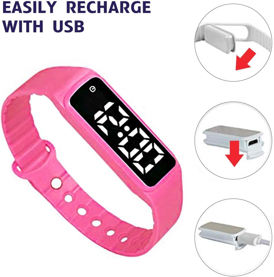 Potty Training Watch - Silent Vibrating Alarm Watch with Countdown Timer (Rose Red)