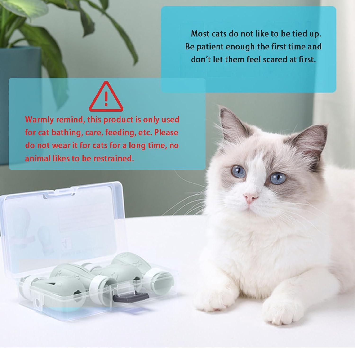 Cat Scratch Cover for Nursing Rehabilitation Cat Boots for Cats Only, Adjustable Cat Bathing Gloves,Silicone Cat Claw Covers (Grey) image number 1