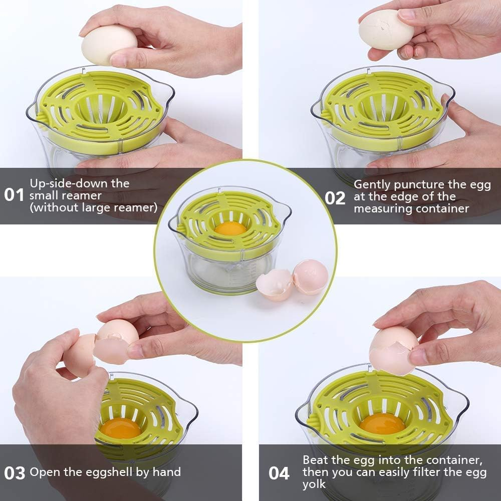 Citrus Lemon Orange Juicer, Manual Hand Squeezer with Built-In Measuring Cup and Grater 12OZ 4 in 1 Multi-Function Manual Juicer with Multi-Size Reamers, Ginger Garlic Cheese Grater Egg Yolk Separator image number 5