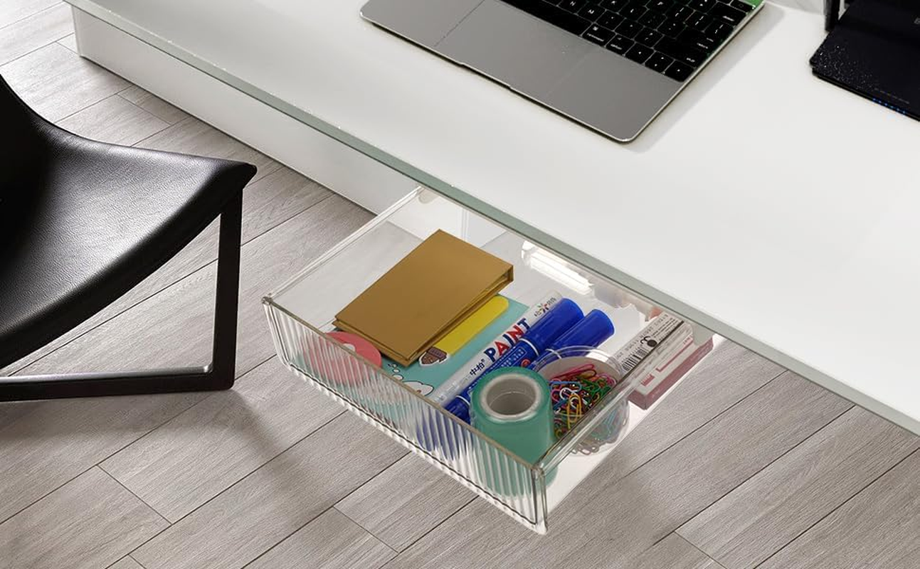 1 Pack under Desk Drawer with 3 Self-Adhesive 3M Nano Tape for Hidden Desktop Storage Organizer image number 2