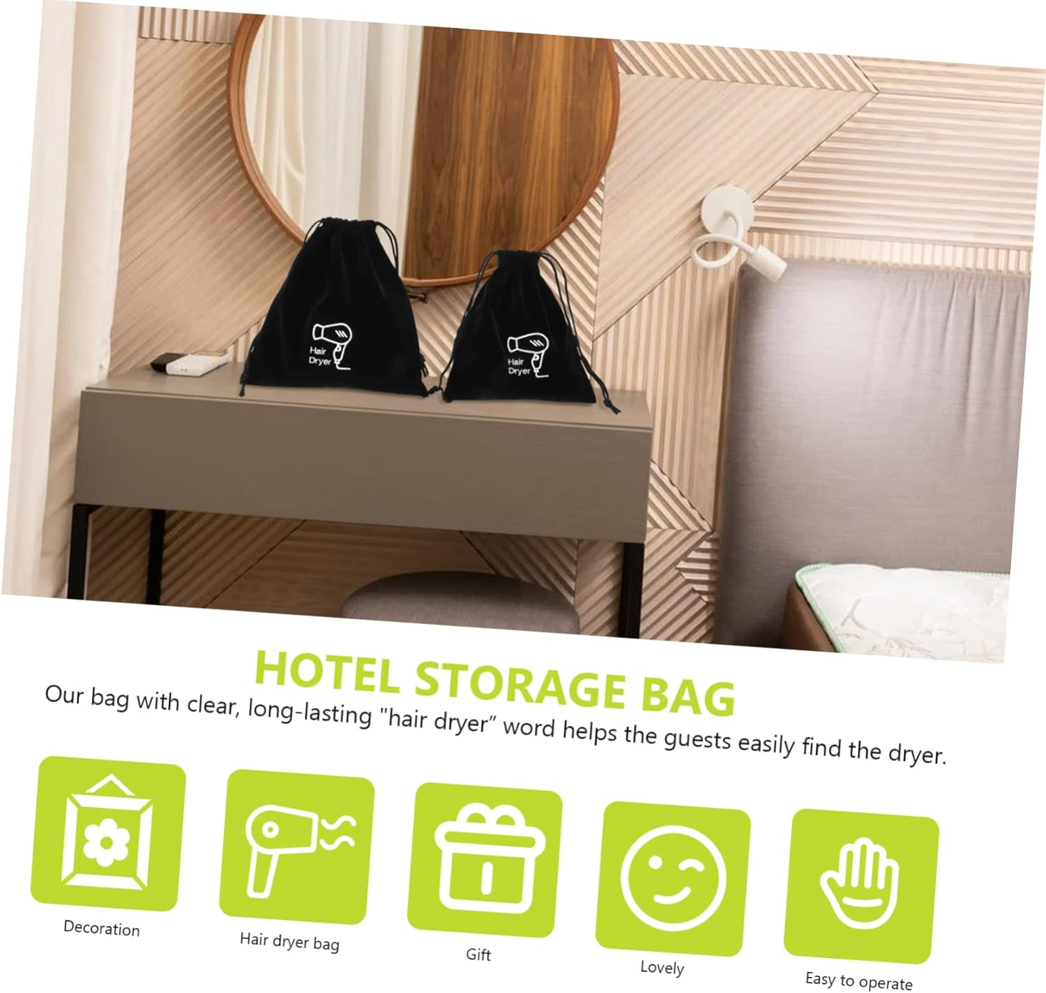 8Pcs Hair Dryer Pouch Storage Bag Multifunctional for Travel Organizer Practical Household Product