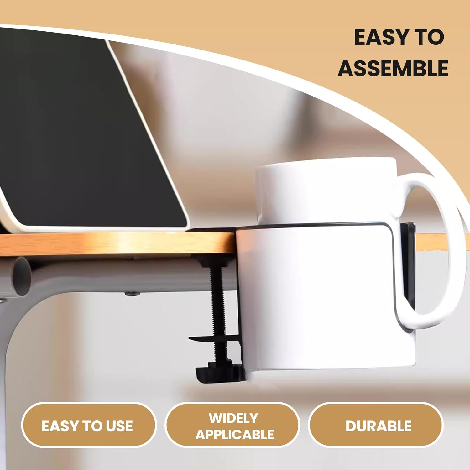 Anti Spill Desk Cup Holder 2 in 1 Multi Function Desktop Cup and Headphone Holder image number 1