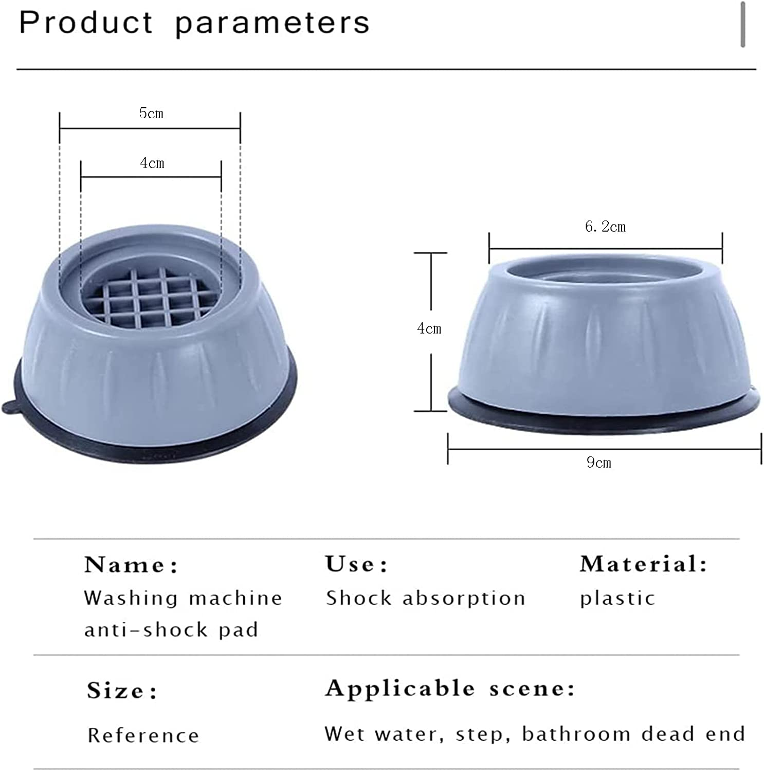 Anti Vibration Pads, 4Pcs Washing Machine Base Foot Pads, Non Slip Heighten Shock and Noise Cancelling Mat for Washer and Dryer Machine Support Protects Pedestals (4 PCS) image number 3