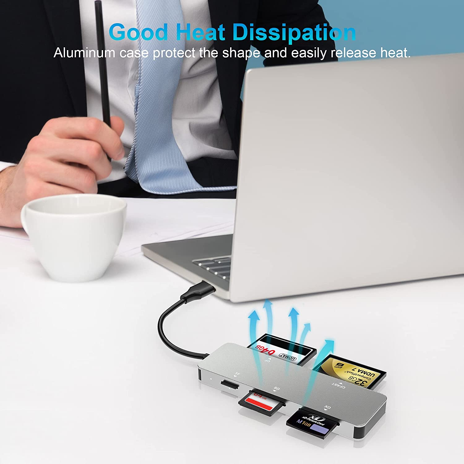 Cfast 2.0 Card Reader,Usb 3.0 USB C CF/SD/TF/XD Aluminum Memory Card Slot Combo Adapter, Read 5 Card Simultaneously High Speed Multi Camera Card Reader for Type-C Device Supports Windows/Linux/Mac OS image number 3