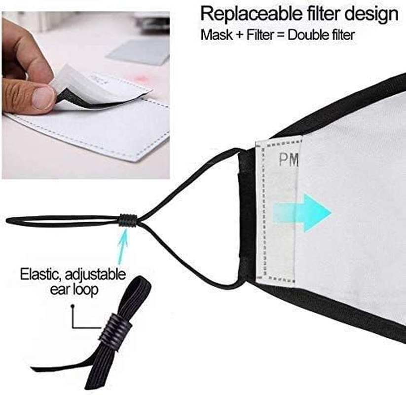 Dust Mask, JIAMO Activated Carbon Dustproof Mask, 2 Pcs Cotton Mask with 4 Extra Carbon Filters for Pollen Allergy Woodworking Mowing Running Cycling Outdoor Activities(Black)