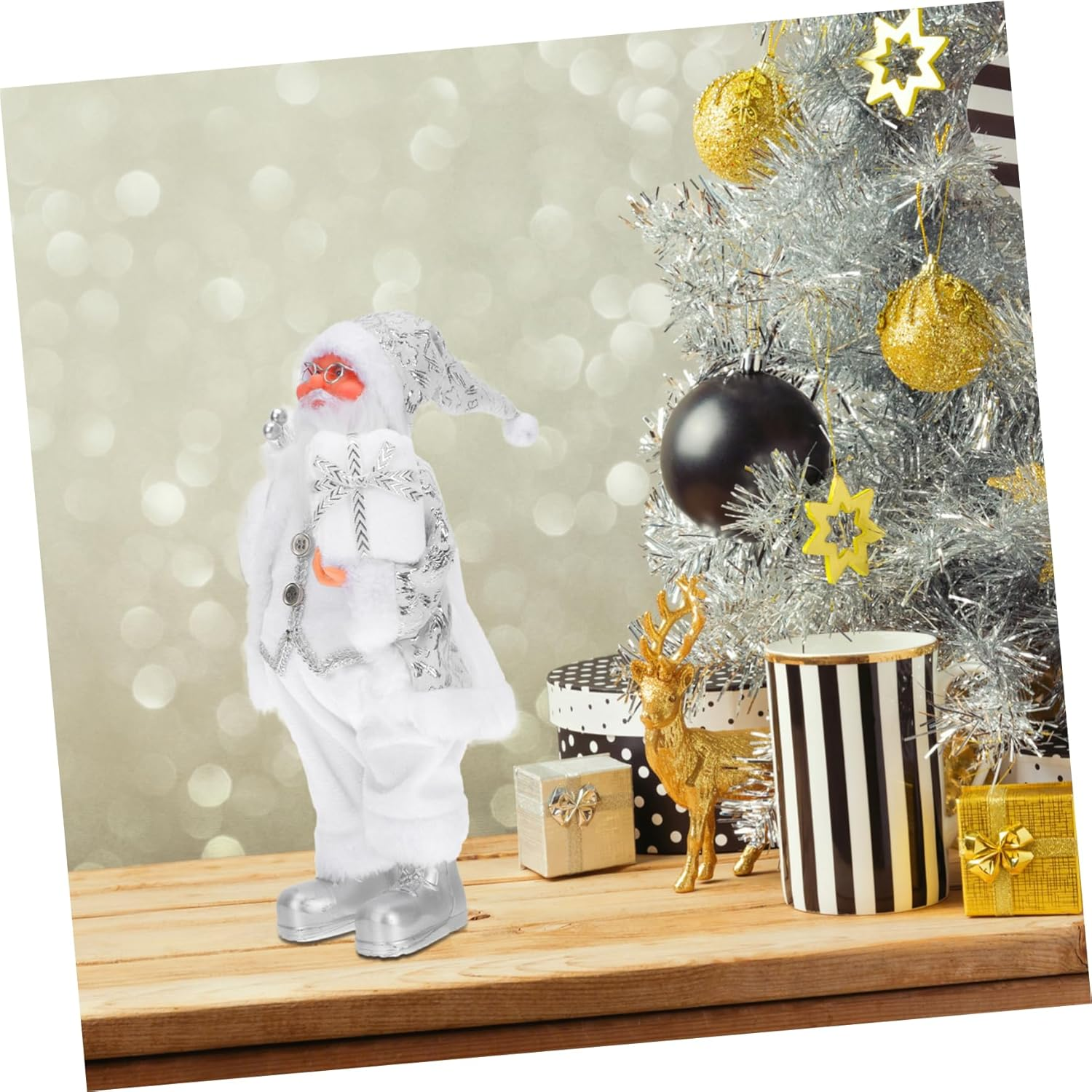 GARVALON 1Pc Xmas Resin Santa Claus Figurine Chic Christmas Desktop Decor for Home and Realistic Holiday Adornment for Festive Atmosphere