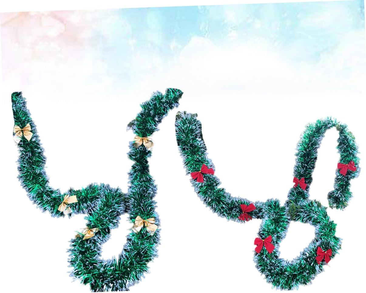 Garland Christmas Decorations 6Pcs White Green Festooning Garland Gold Red Bow Metallic Tinsel Foil Reusable Easy to Use Home Decor Fireplace Outdoor Ribbon Party Decoration image number 3