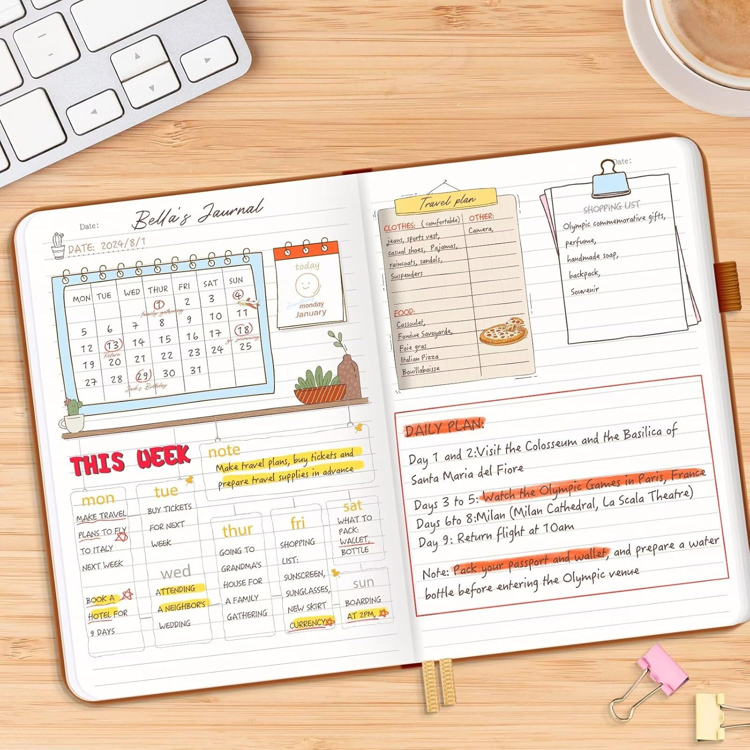 Lonely Oak Lined Journal Notebook, A5 Hardcover Lined Notebook for Women & Men, 120GSM Acid-Free Paper with Leather Hardcover and Inner Pocket, Daily Diary Journal for Work(Brown) image number 1