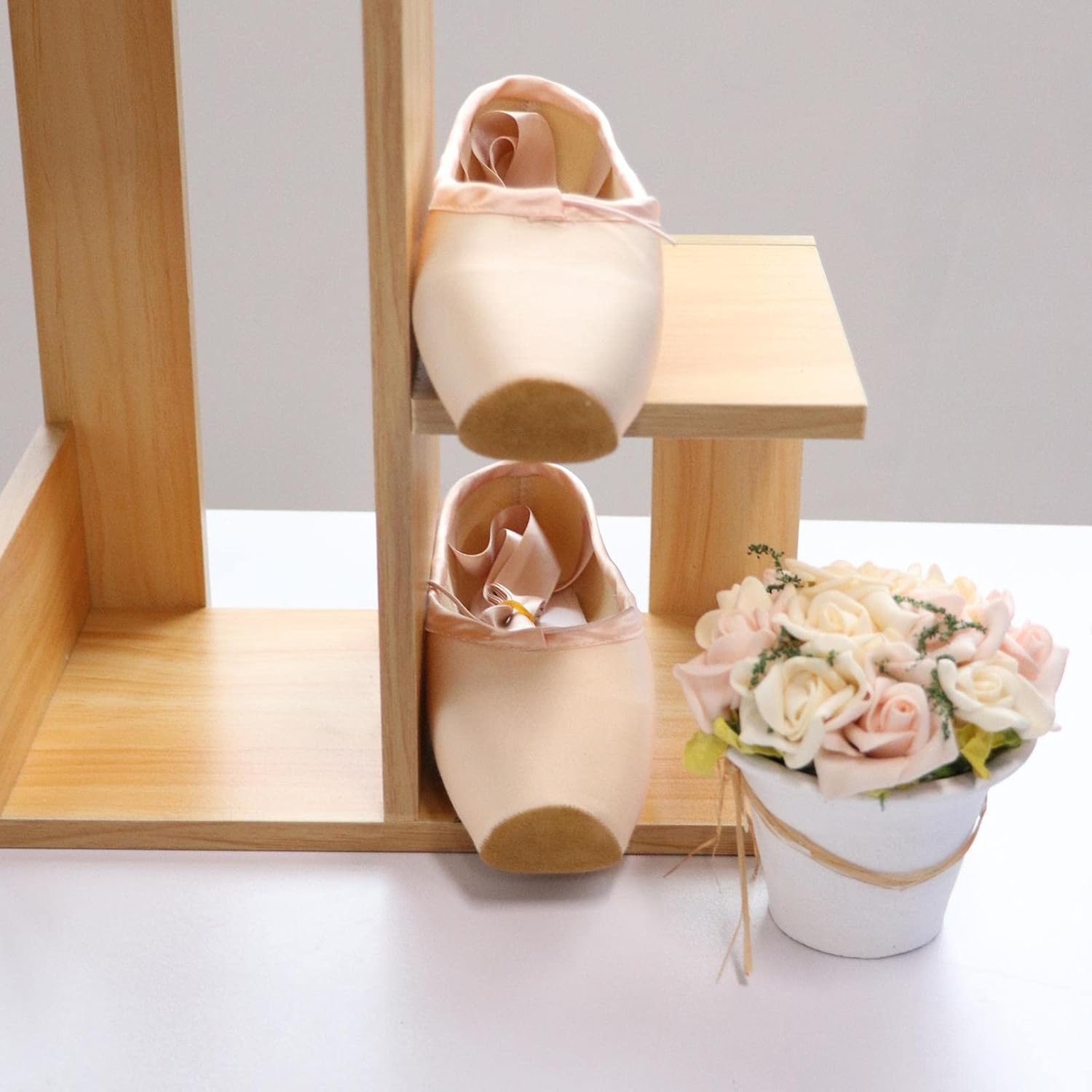 Ballet Pointe Footwear for Women and Girls in Pink with Pre-Attached Ribbons image number 4