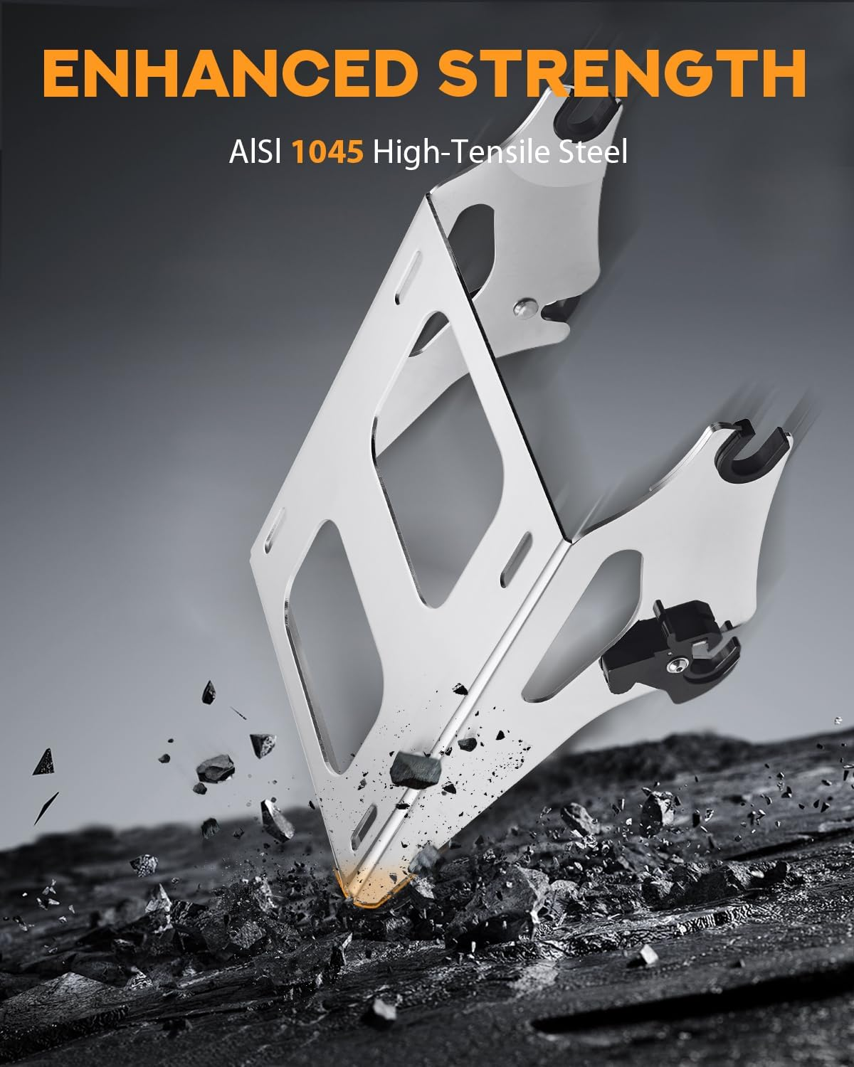 PBYMT Tour Pack Mount Thicker Tour Pack Bracket Detachable Two-Up Luggage Rack Fits for Harley Davidson Touring Street Glide Road King Electra Glide 2014-2025,Chrome image number 4