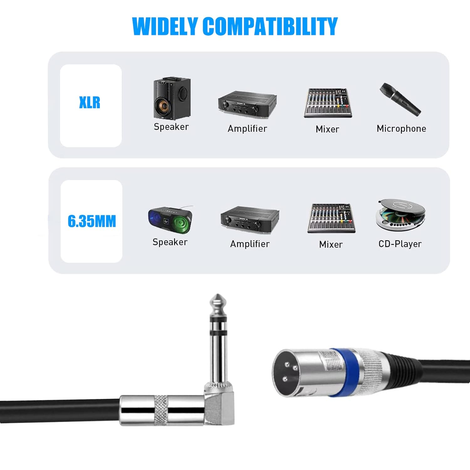 Right Angle 1/4 Inch TRS to XLR Male Cable, Tunghey Unbalanced 6.35Mm(1/4 Inch) TRS to XLR Male Cable Gold Plated Quarter Inch to Male XLR Microphone Cable Interconnect Cable (1M)