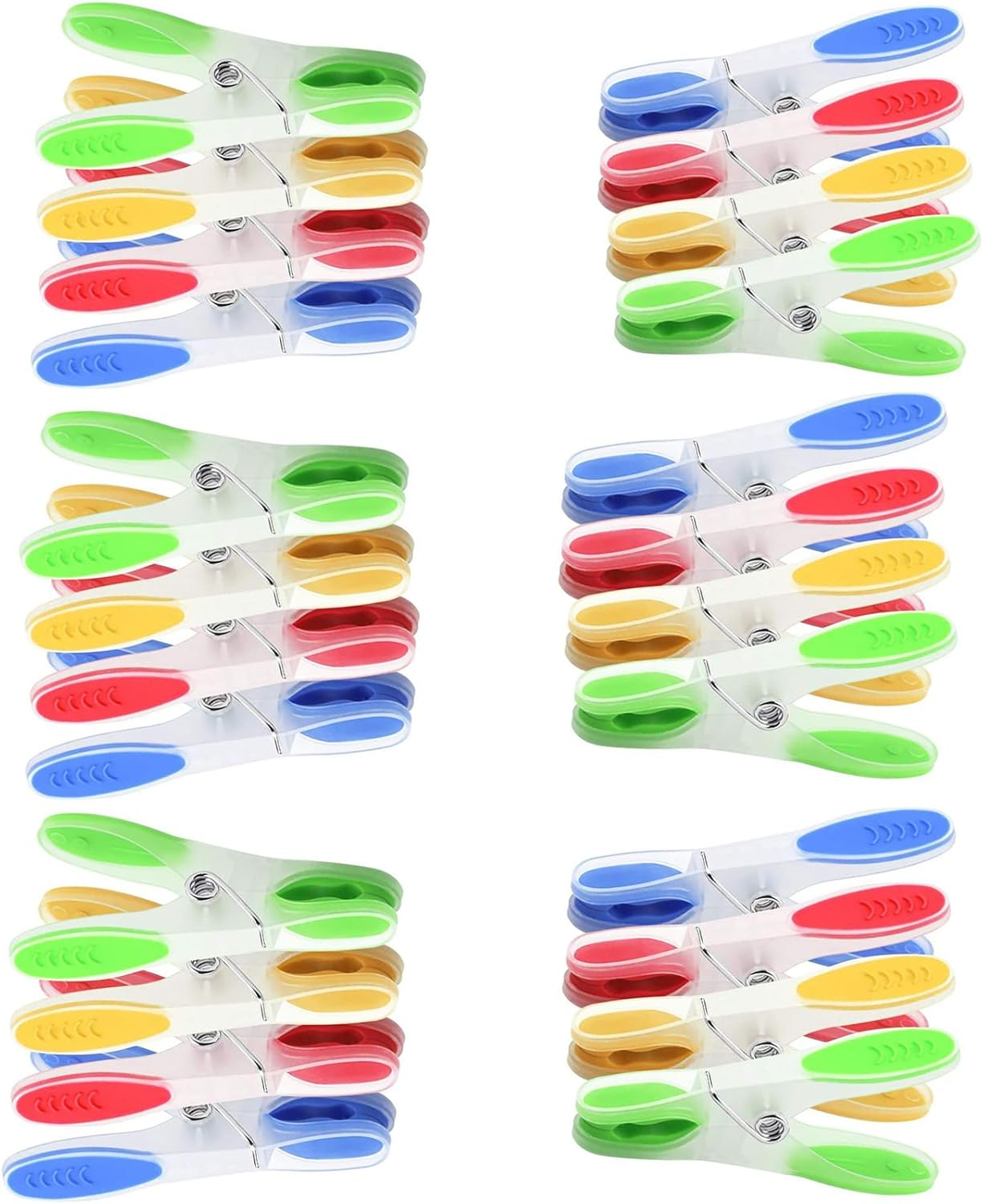 Strong Non-Slip Wide Open Plastic Clothes Clips,Non-Slip Clothespins,Plastic Clothes Pegs Windproof Clothespin, Socks Clips, Mini Clothespins 24 Pack (Style 1) image number 3