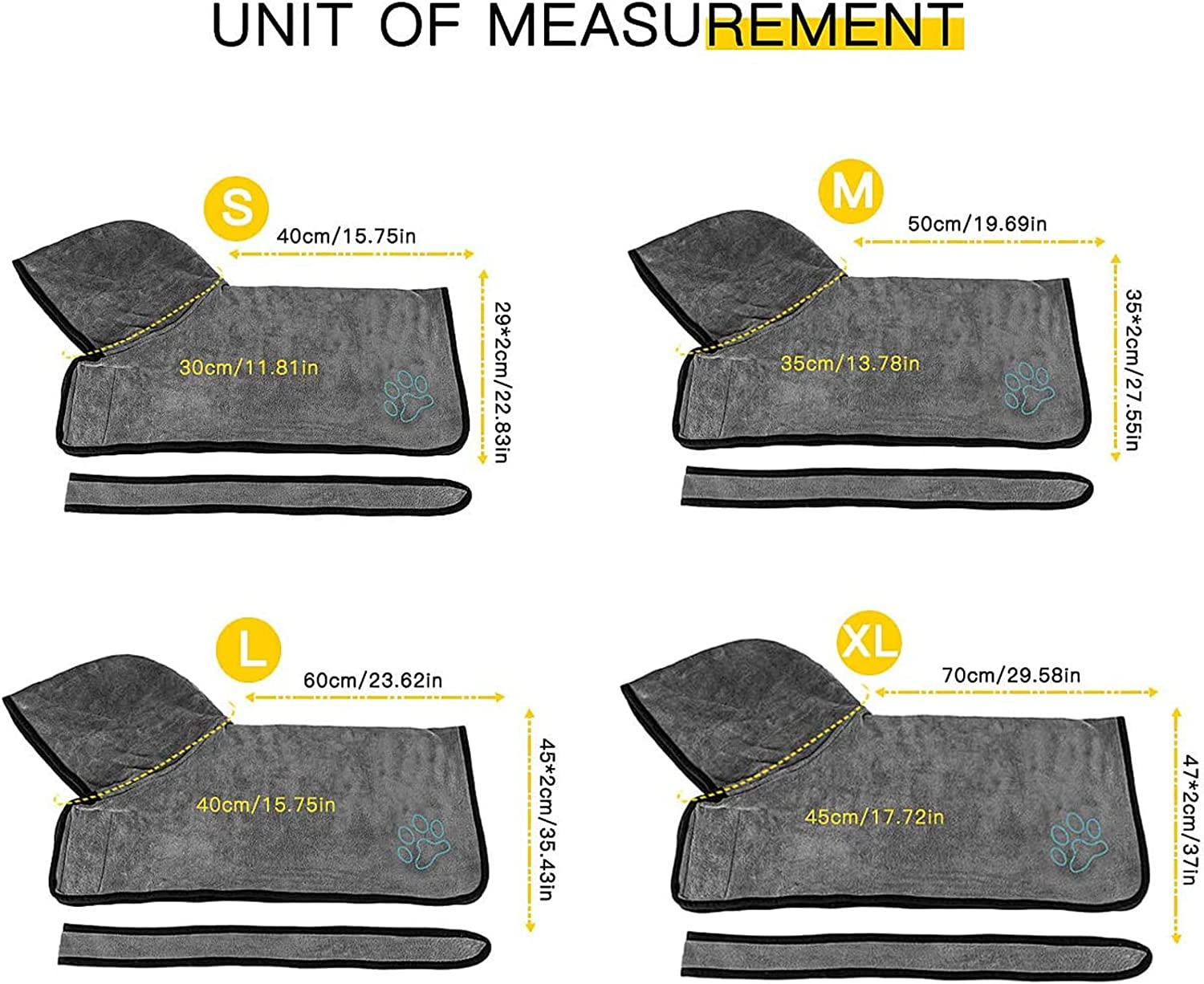 Dog Drying Coat - Dog Bathrobe Towel - Microfibre Material Fast Drying Super Absorbent Dog Cat Pet Bath Robe for Small Medium Large XL Dogs image number 3