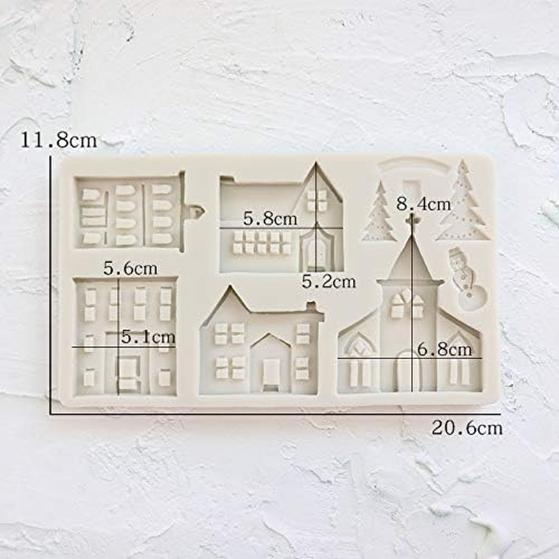 Cute Small Christmas Tree Ice and Snow Baking Fondant Chocolate Fairy Tale Gingerbread House Castle Cottage Cake Decoration Clay Drop Glue Decor Silicone Mold Tool image number 3