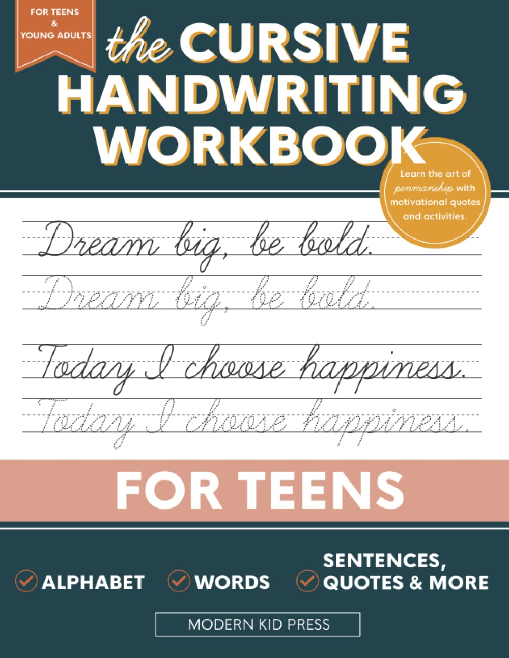 The Cursive Handwriting Workbook for Teens: Learn the Art of Penmanship in This Cursive Writing Practice Book with Motivational Quotes and Activities for Young Adults and Teenagers image number 4
