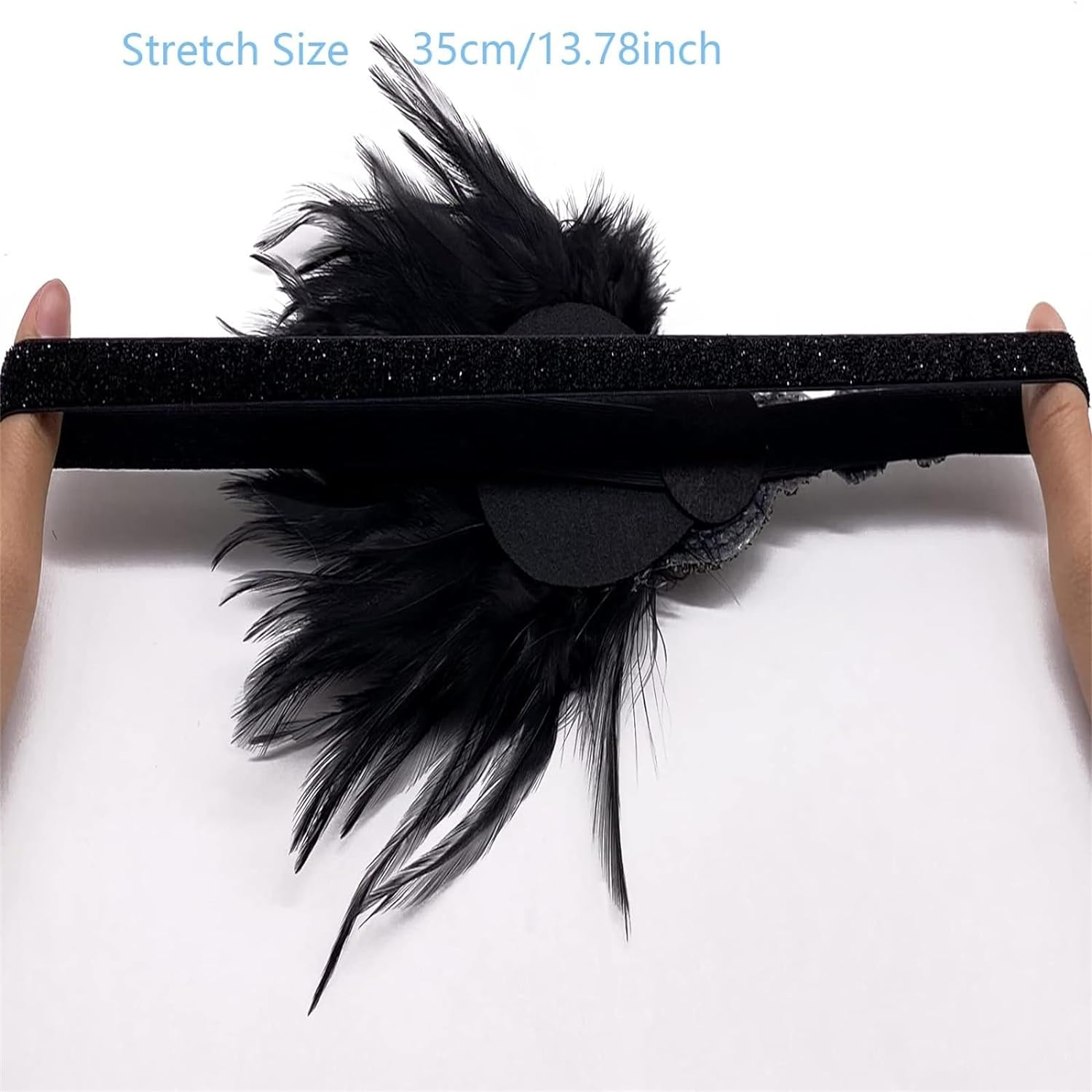 Feather Headwear,1920S Vintage Gatsby Party Headpiece Women Flapper Feather Headband Costume Accessories for Party Halloween(With Gloves) image number 3