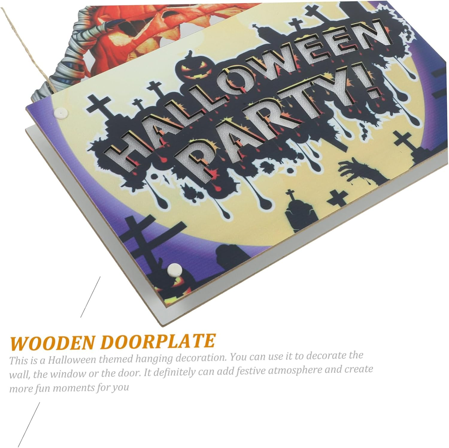 Wooden Halloween Door Sign Decorative Haunted House Prop Lighted Hanging Sign for Halloween Party Decor image number 4