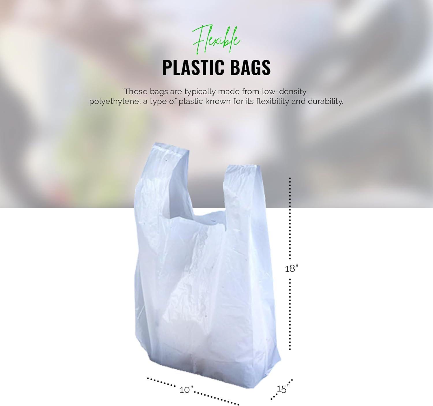 100 X Strong Medium White Plastic Vest Carrier Bags 10X15X18" *FREE P&P!*