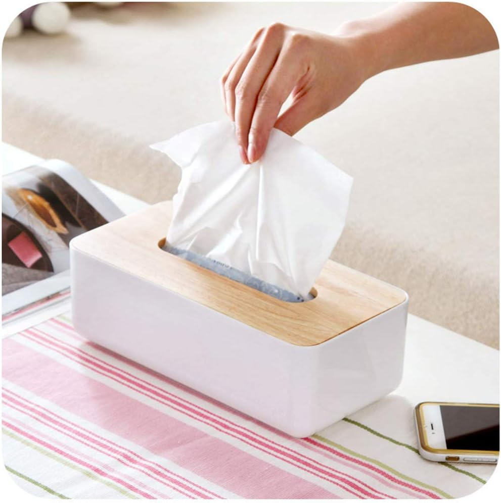 Wood Tissue Box Cover Gloves Box Holder Wooden Rectangular Tissue Box Holder for Storage on Bathroom Vanity, Countertop, Bedroom Dresser (Large(10.2 X 5.1 X 4.5)) image number 6