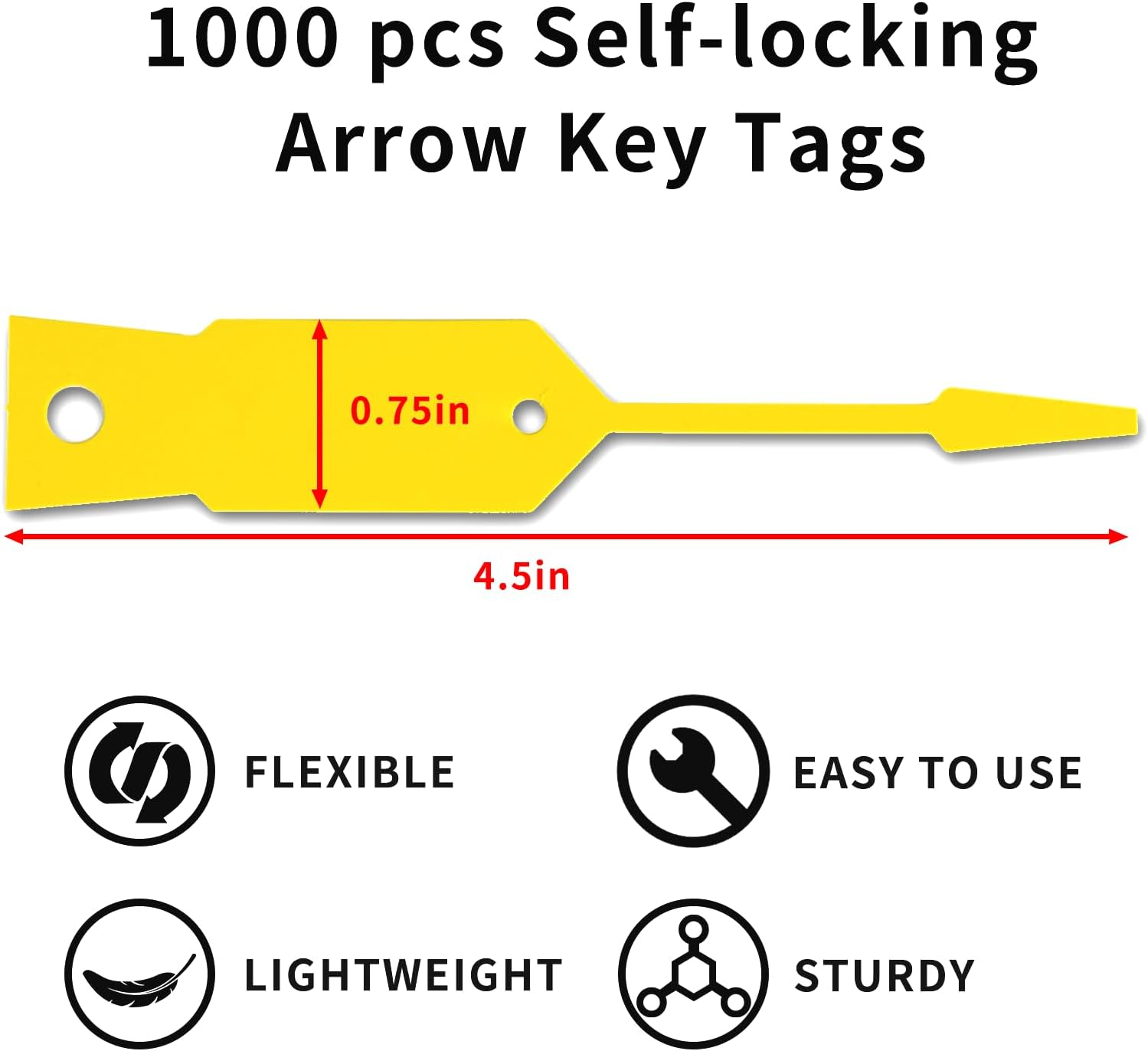 N.Gracia 1000 Pieces Self Locking Arrow Key Tags Car Key Labels Self Lock Key Identifierscar Parts Tags with 2Pcs Oil-Based Black Pens for Office Automotive Shop Supplies, 4 1/2" X 3/4" (Yellow) image number 4