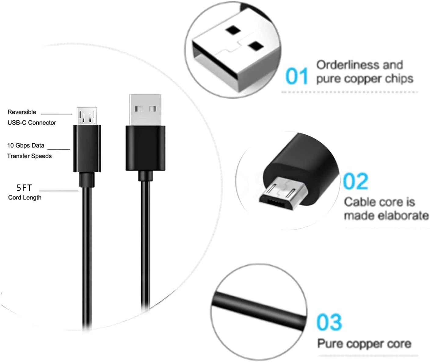 USB Charger Charging Cable Cord Compatible with for Fujifilm INSTAX Share SP-2, Polaroid Zip, HP Sprocket, Polaroid Mint, Kodak Mini/Printomatic, Lifeprint, Canon Ivy & Similar Photo Printers
