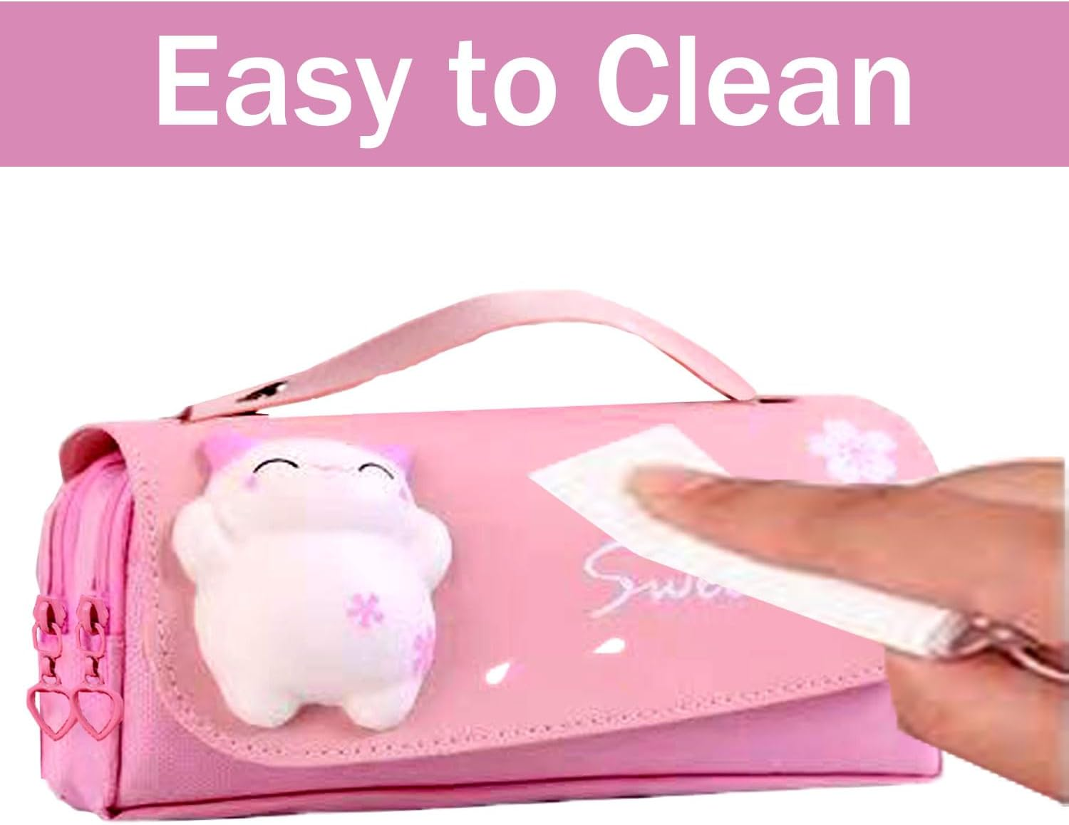 Large Capacity Pencil Case, Cute Pencil Pouch with 3 Compartment, Cartoon 3D Extrusion Cat Decoration Pencil Case, Portable Pencil Bag, Pen Storage Box for Office College School Stationery image number 6