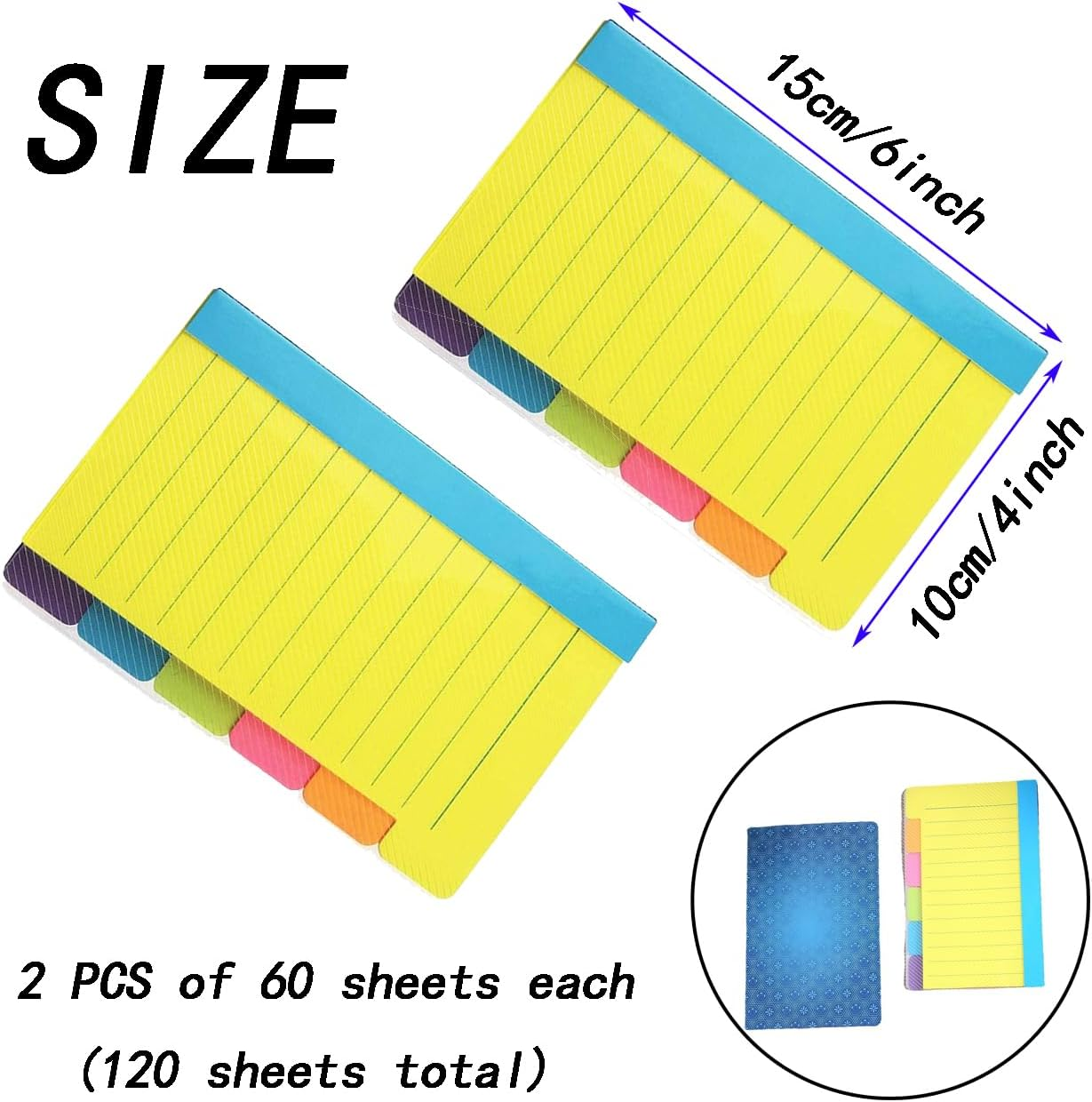 Colorful Sticky Tabs Set &ndash; 2 Pack, 60 Sheets Each, 4" X 6", Ideal for Studying, Note Taking, and Bullet Journals image number 4