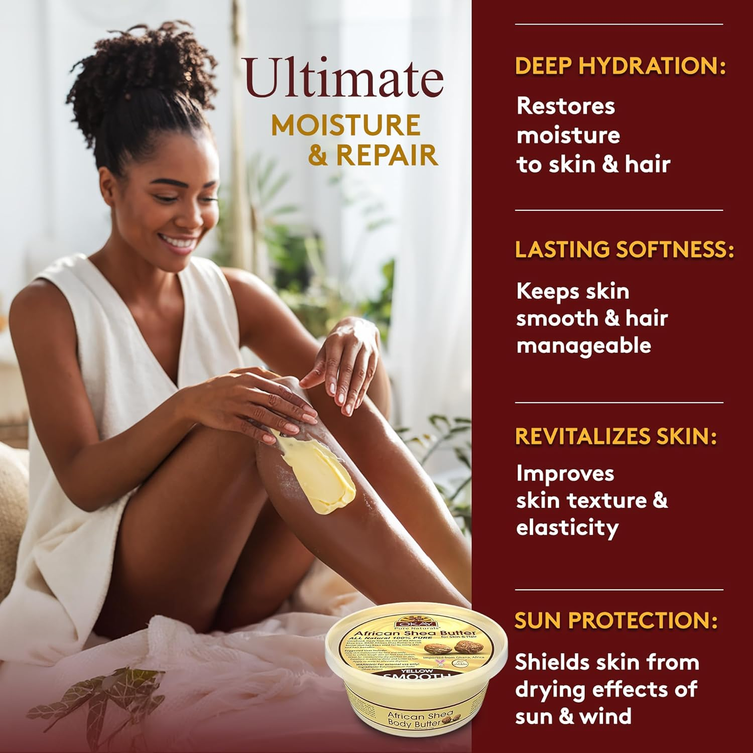 Okay Shea Butter Jar, Yellow, 8 Ounce image number 2