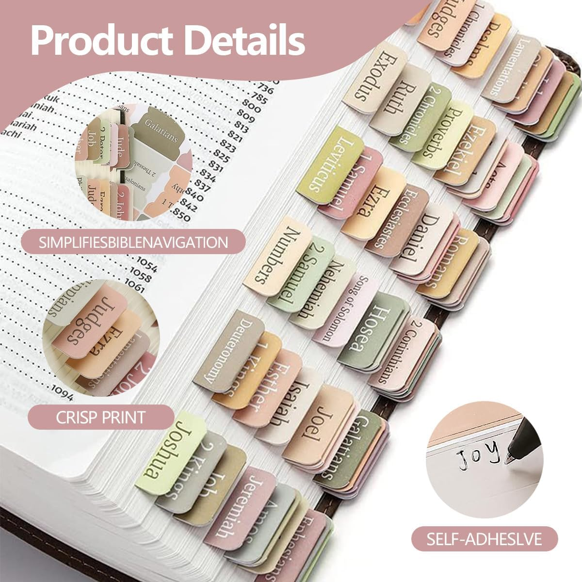 150 Pcs Bible Tab,Stylish and Durable Tabs for Bible Journaling Supplies Large Print, Old and New Testament Study with Blank Tabs for Women and Men,Christian Gift, Bohemian Theme image number 4